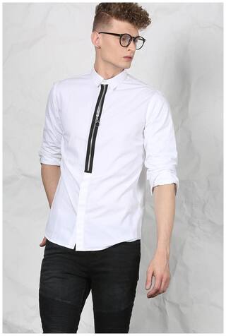 SKULT by Shahid Kapoor Men White Solid Regular Fit Casual Shirt