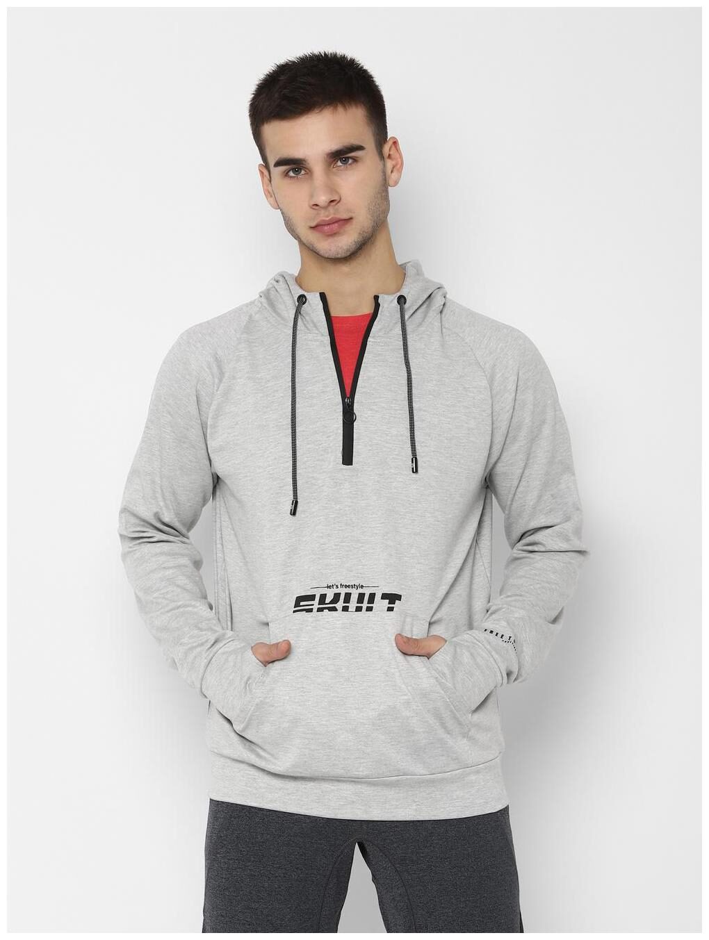 

SKULT by Shahid Kapoor Men Grey Hooded Hoodie