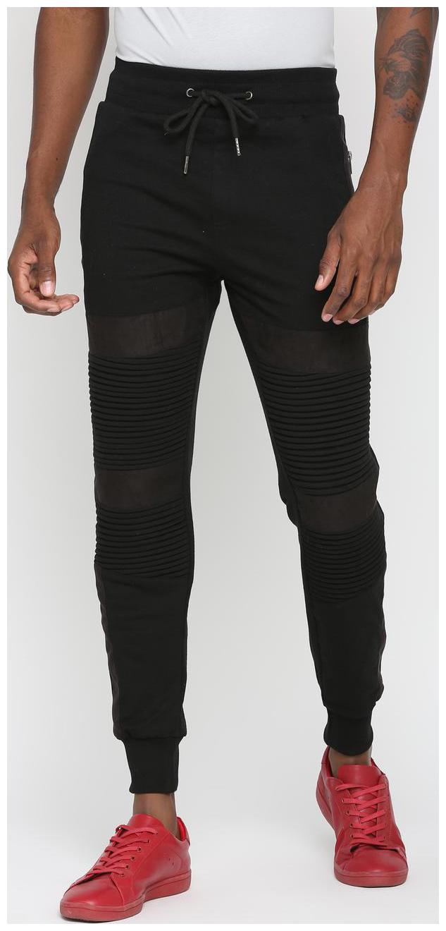 

SKULT by Shahid Kapoor Men Jet Black with Pannel Detailing And Pin Tuck Joggers