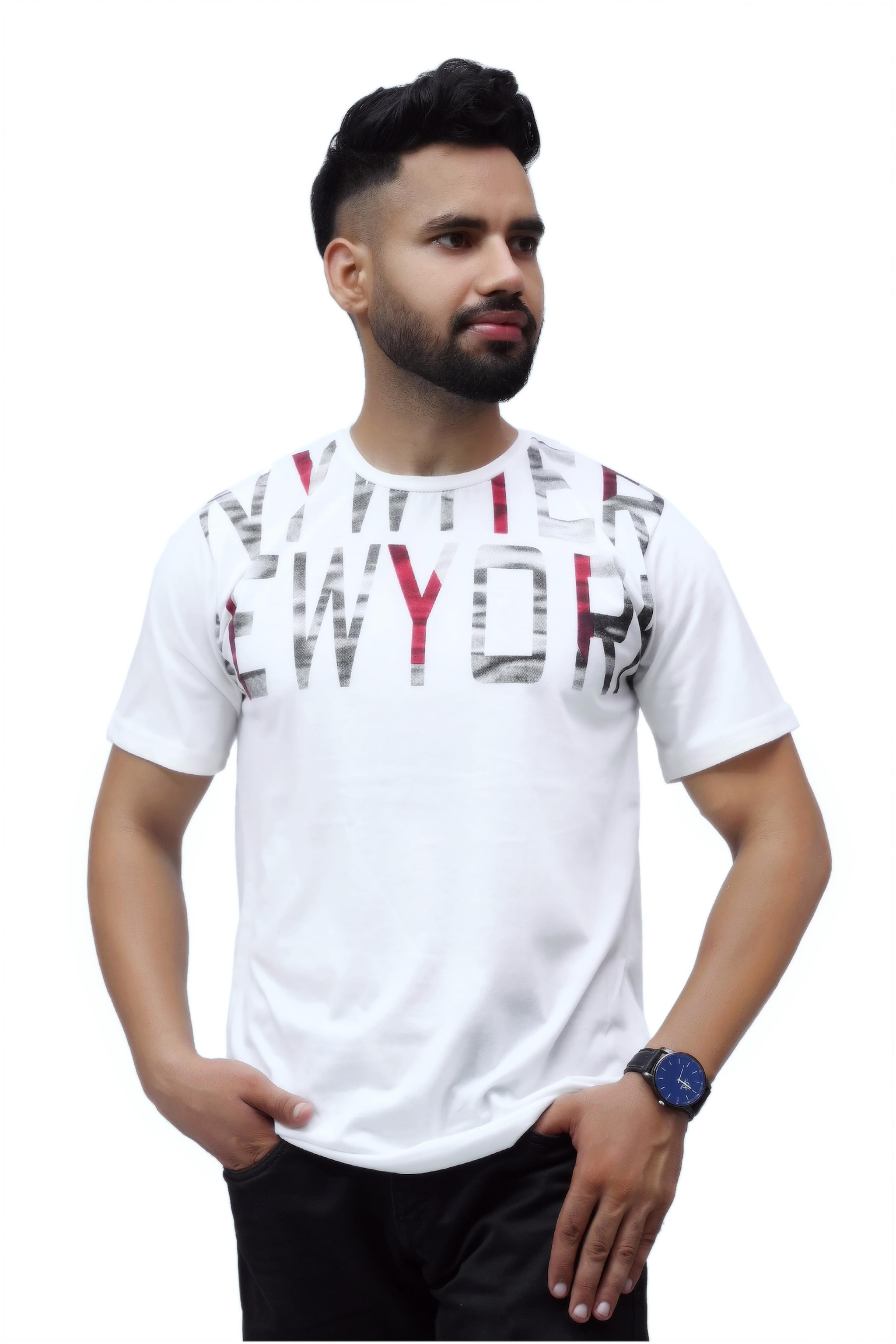 

SKYBEN Men White Regular fit Cotton Blend Round neck T-Shirt - Pack Of 1