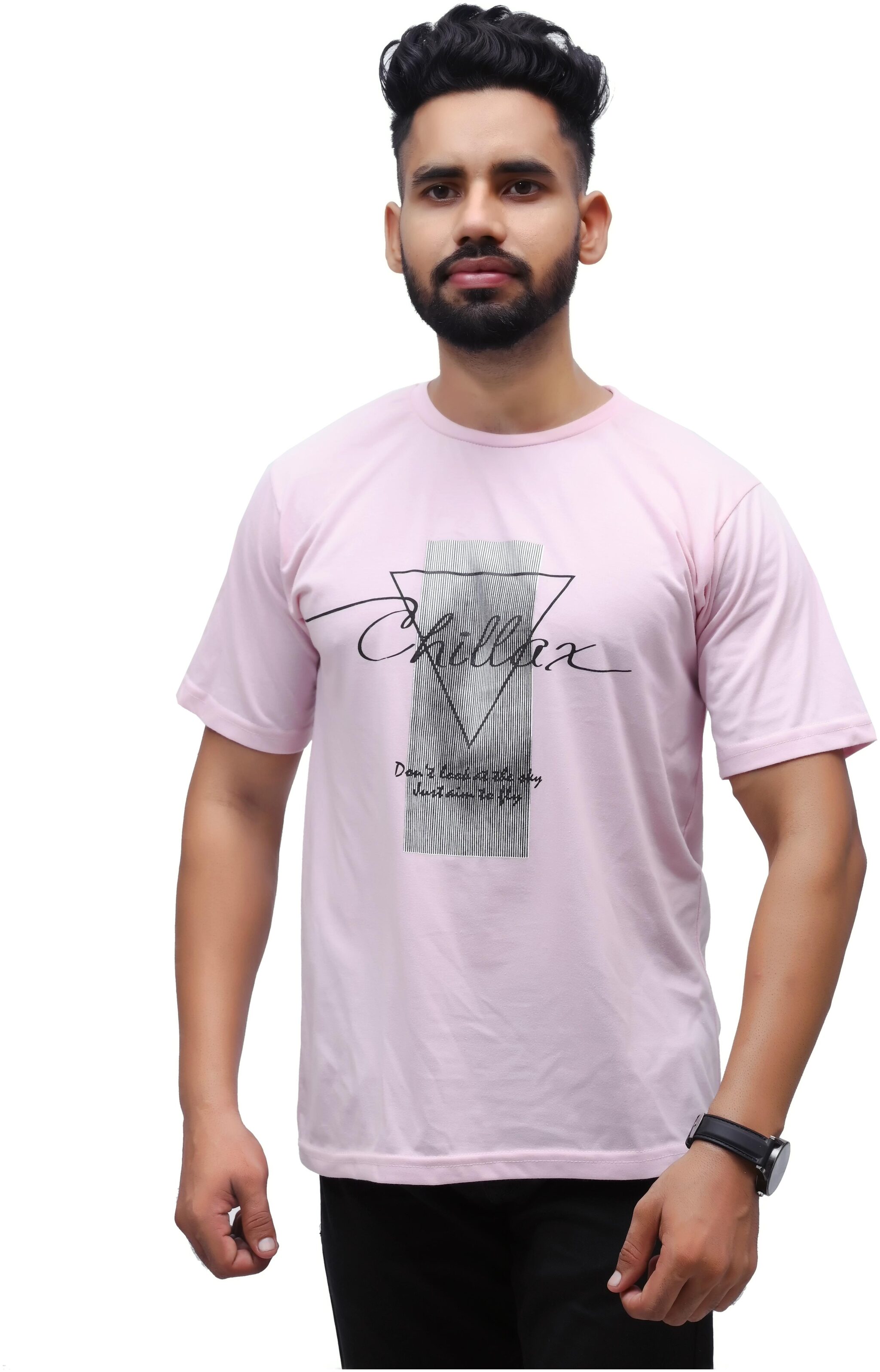 

SKYBEN Men Pink Regular fit Cotton Blend Round neck T-Shirt - Pack Of 1