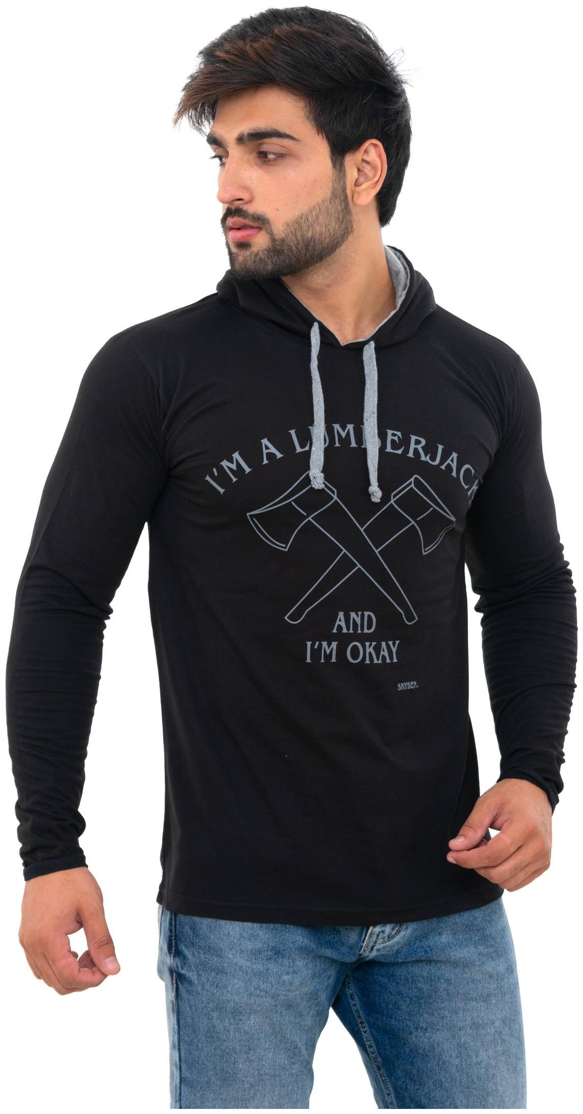 

SKYBEN Men Black Hooded Hoodie
