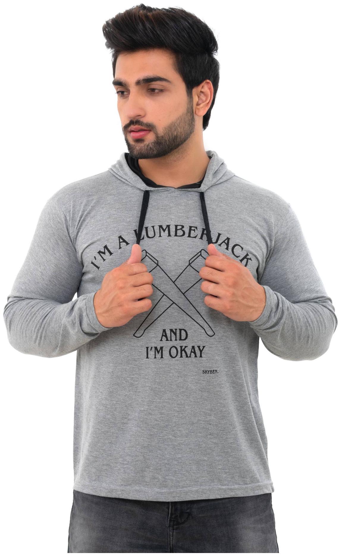 

SKYBEN Men Grey Hooded Hoodie