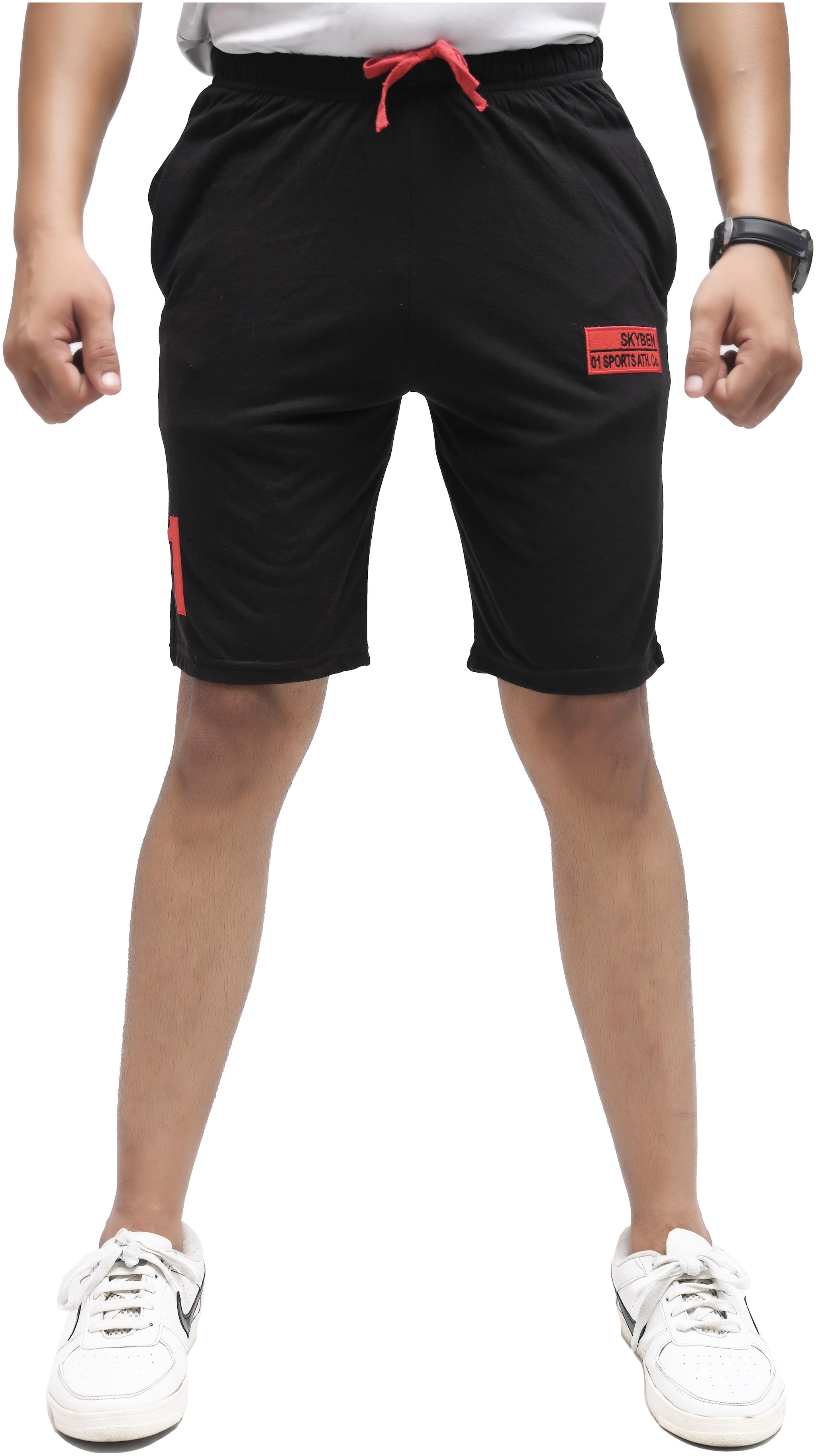 

SKYBEN Men Black Regular Fit Regular Shorts