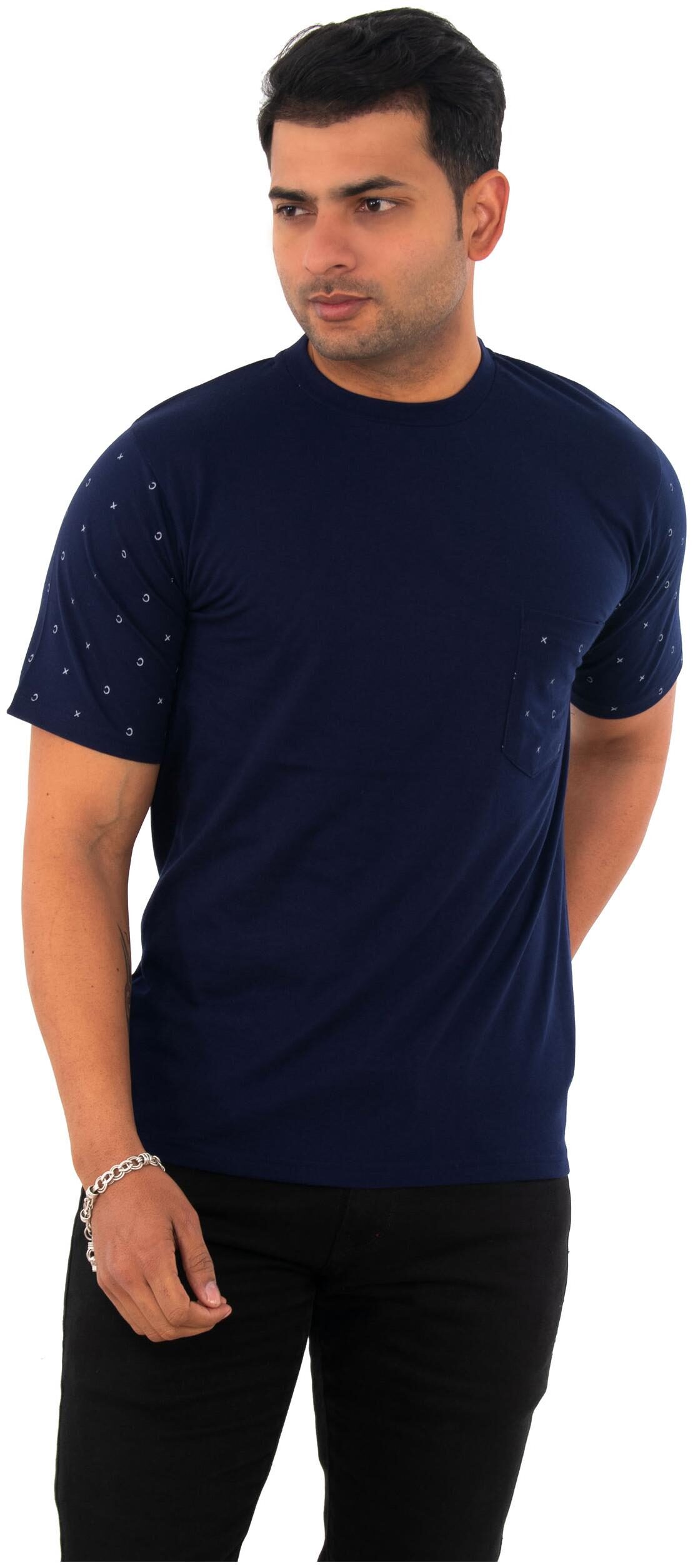 

SKYBEN Men Blue Regular fit Cotton Blend Round neck T-Shirt - Pack Of 1