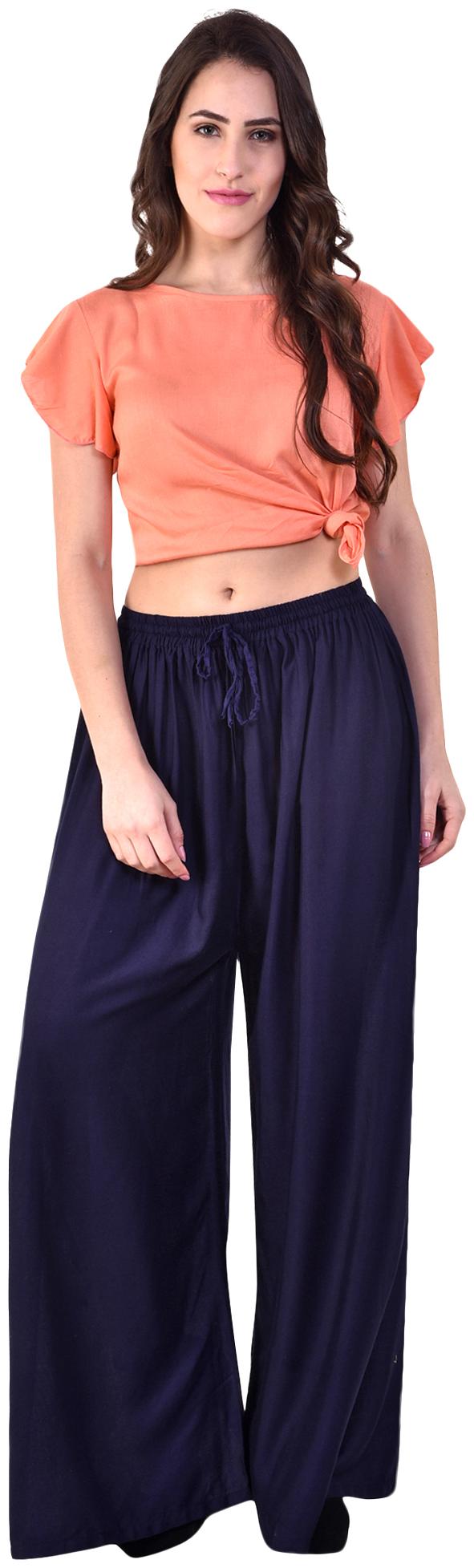 

SKYDUCK Navy Blue Solid Flared Palazzo