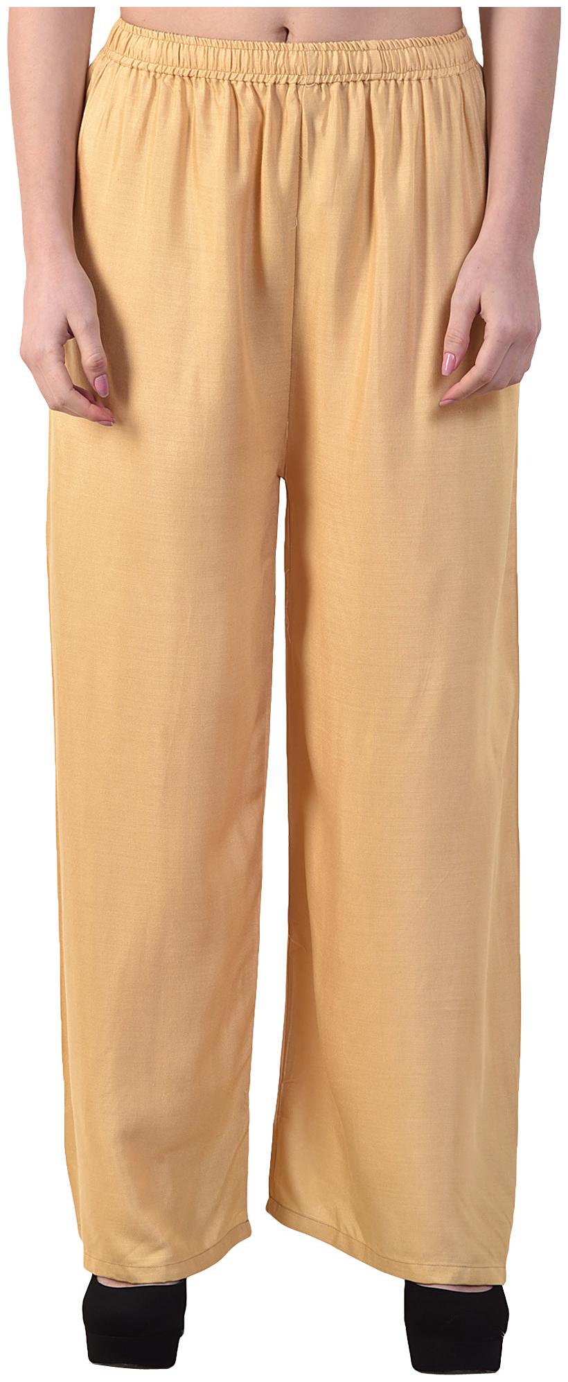 

SKYDUCK Beige Solid Flared Palazzo