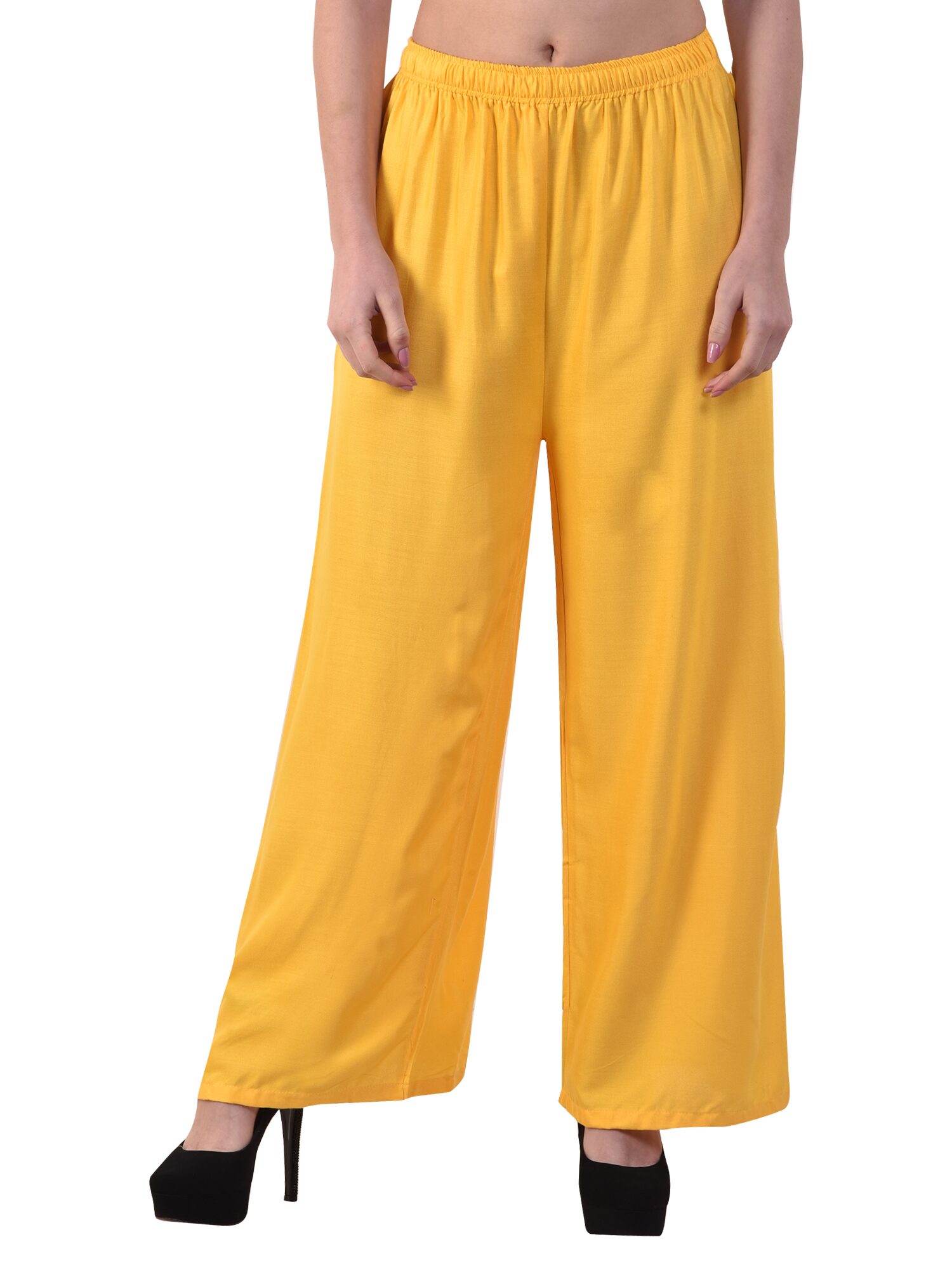 

SKYDUCK Yellow Solid Flared Palazzo