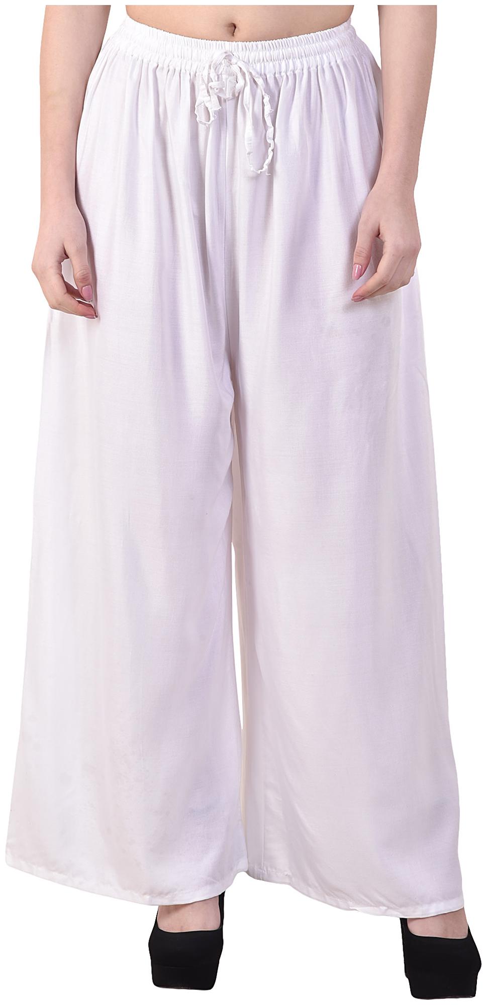 

SKYDUCK White Solid Flared Palazzo