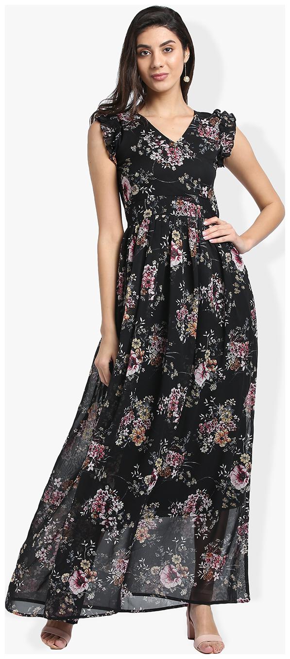 black floral fit and flare dress