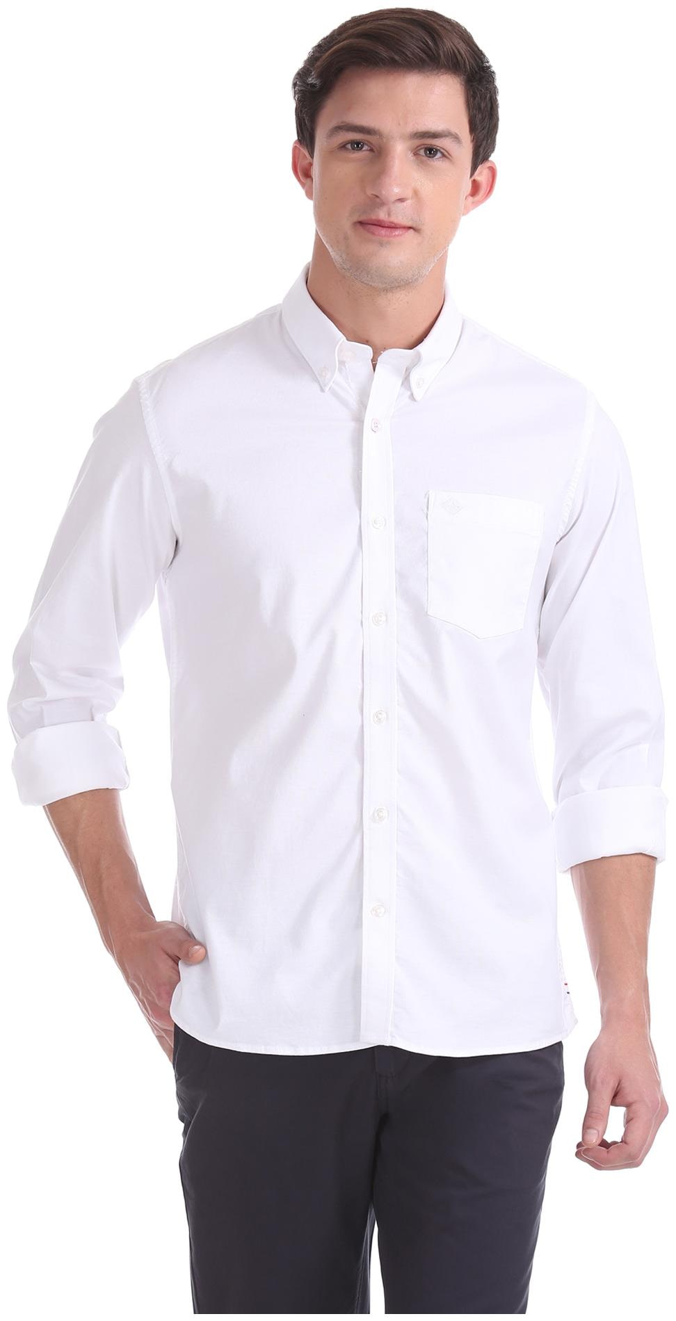 

Arrow Men White Solid Slim Fit Casual Shirt
