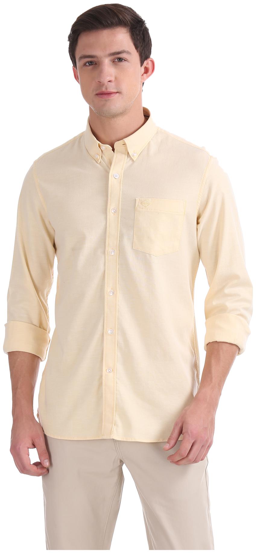 

Arrow Men Yellow Solid Slim Fit Casual Shirt