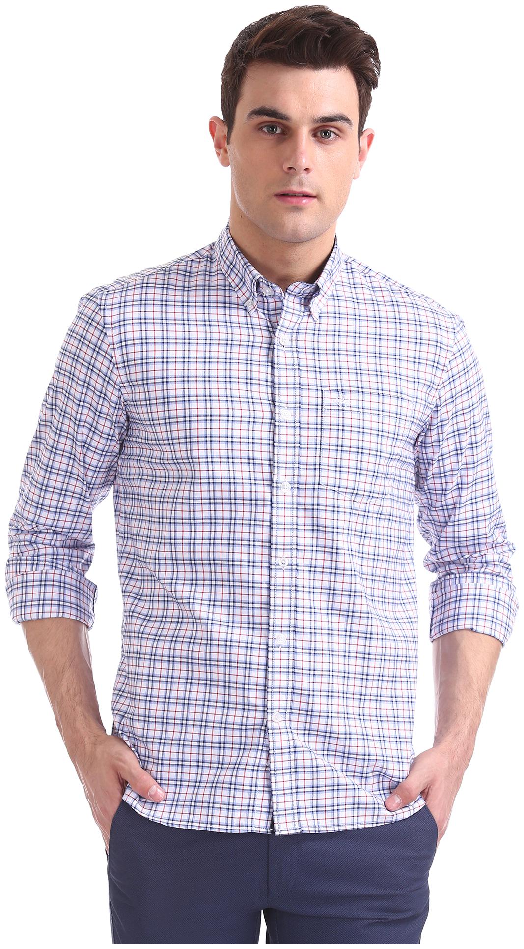 

Arrow Men White Checked Slim Fit Casual Shirt