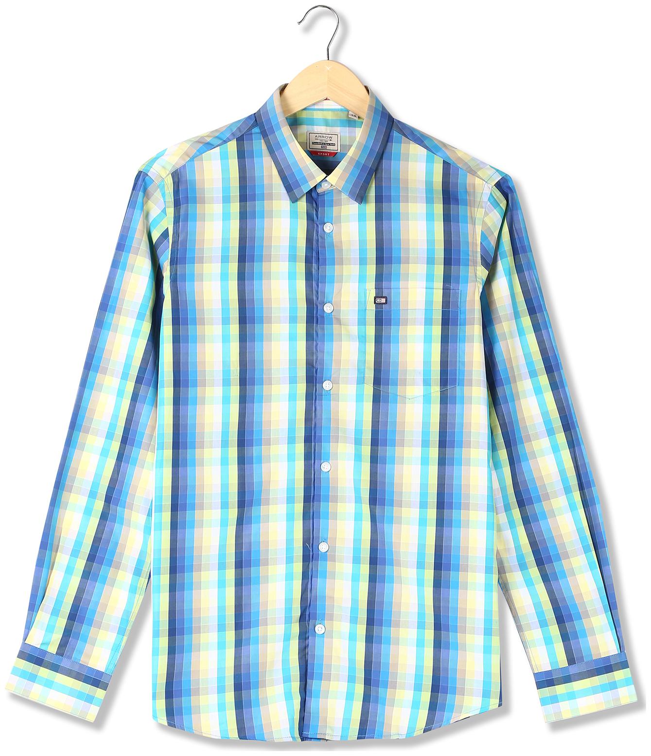 

Arrow Men Green Checked Slim Fit Casual Shirt