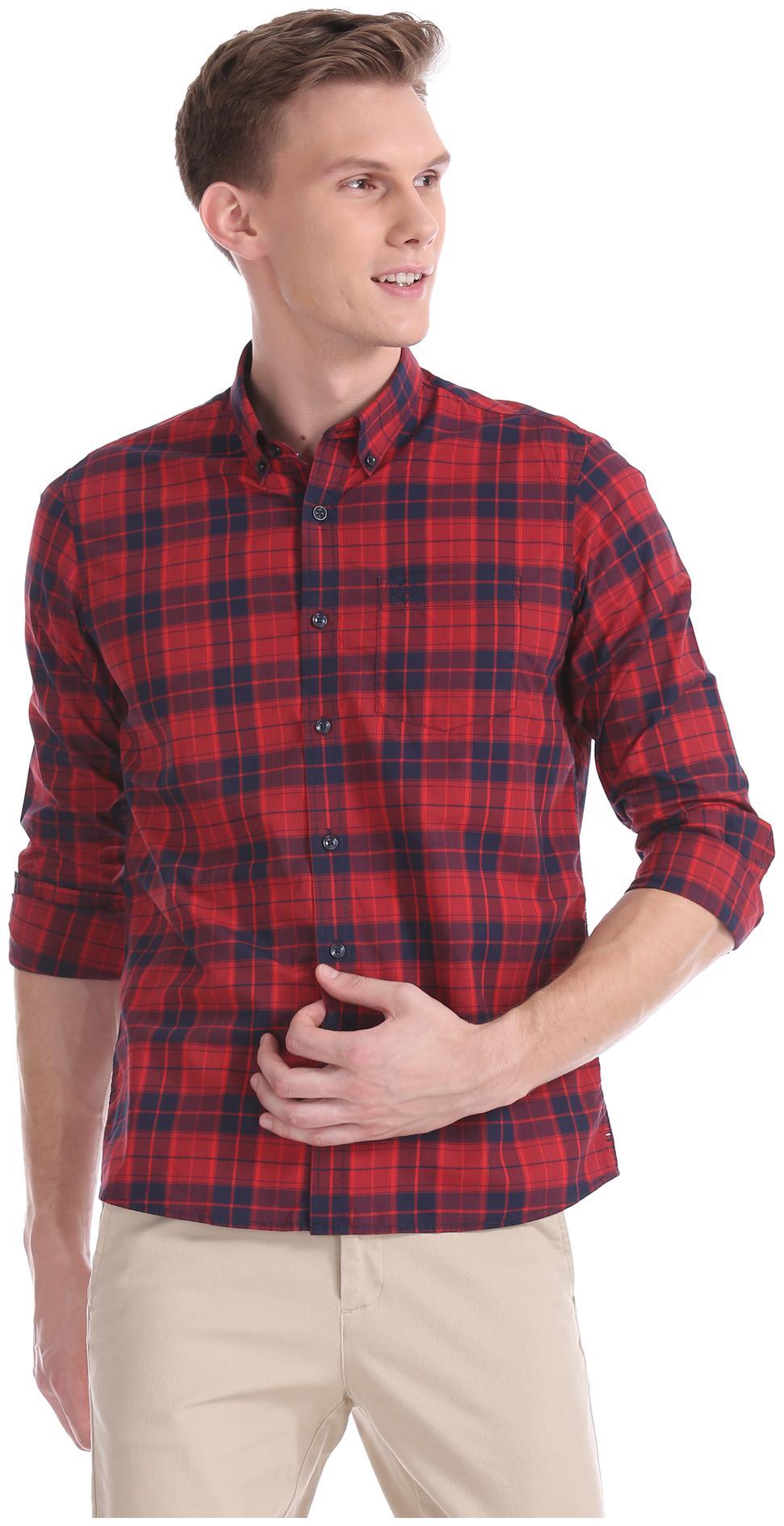 

Arrow Men Red Checked Slim Fit Casual Shirt