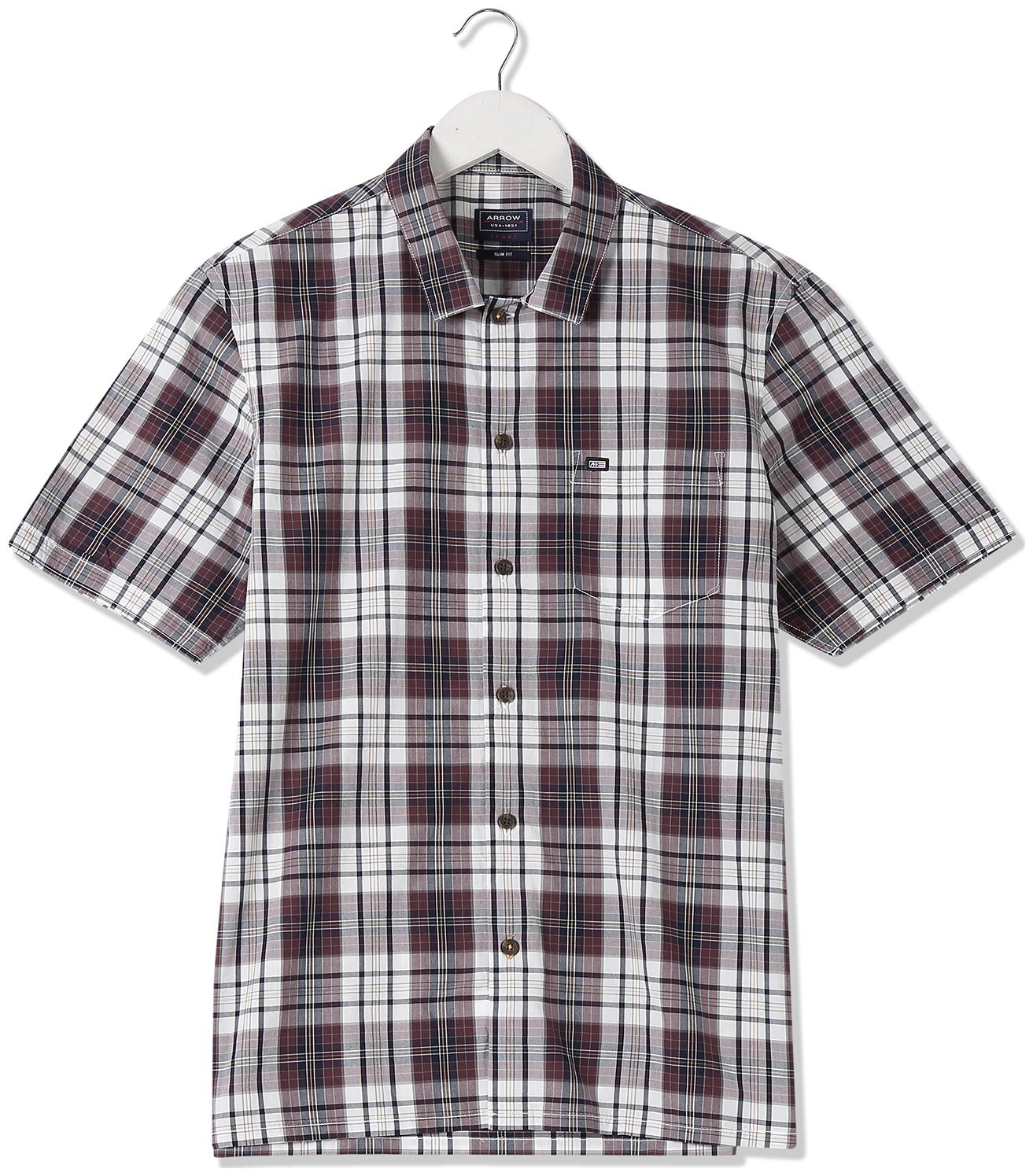 

Arrow Men Brown Checked Slim Fit Casual Shirt