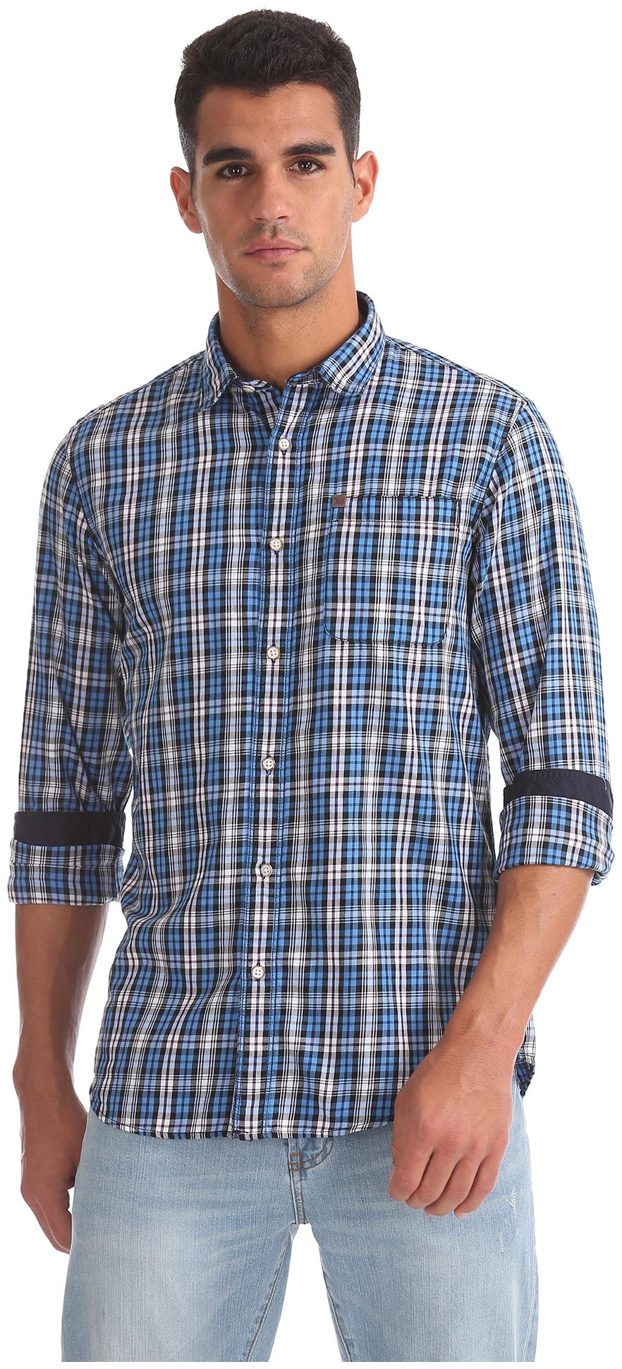 

Arrow Men Blue Checked Slim Fit Casual Shirt