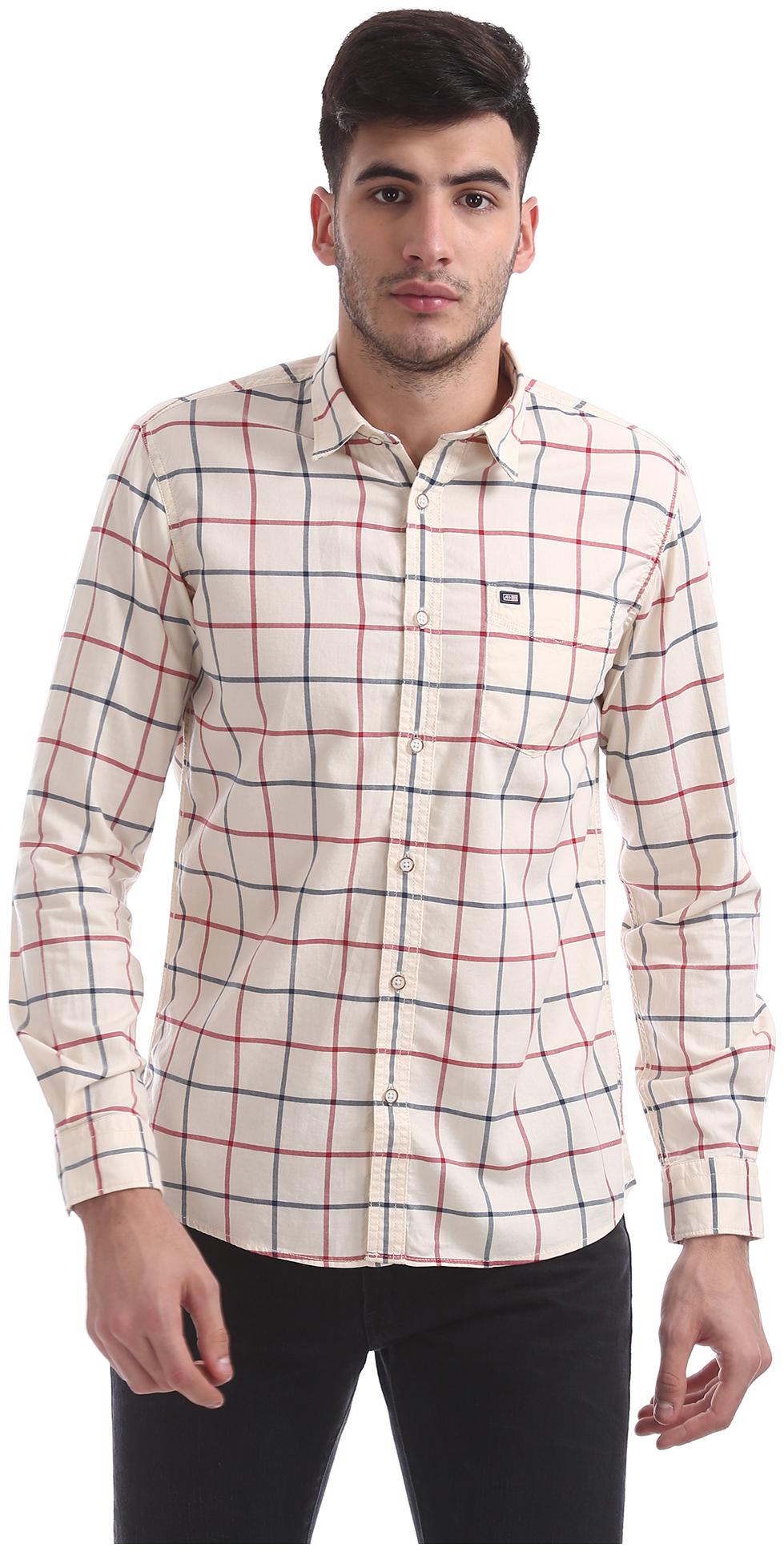 

Arrow Men Beige Checked Slim Fit Casual Shirt