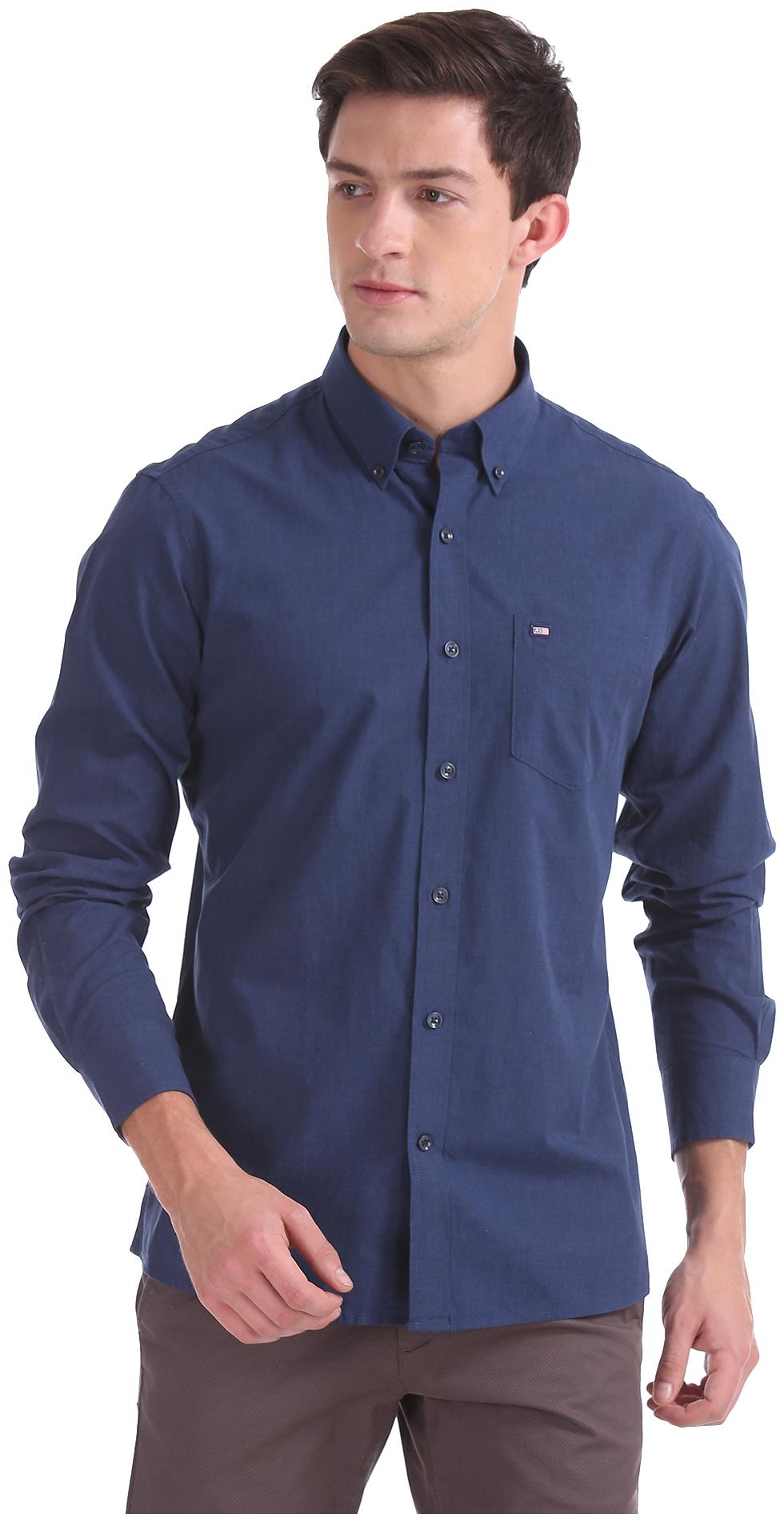 

Arrow Men Blue Solid Slim Fit Casual Shirt