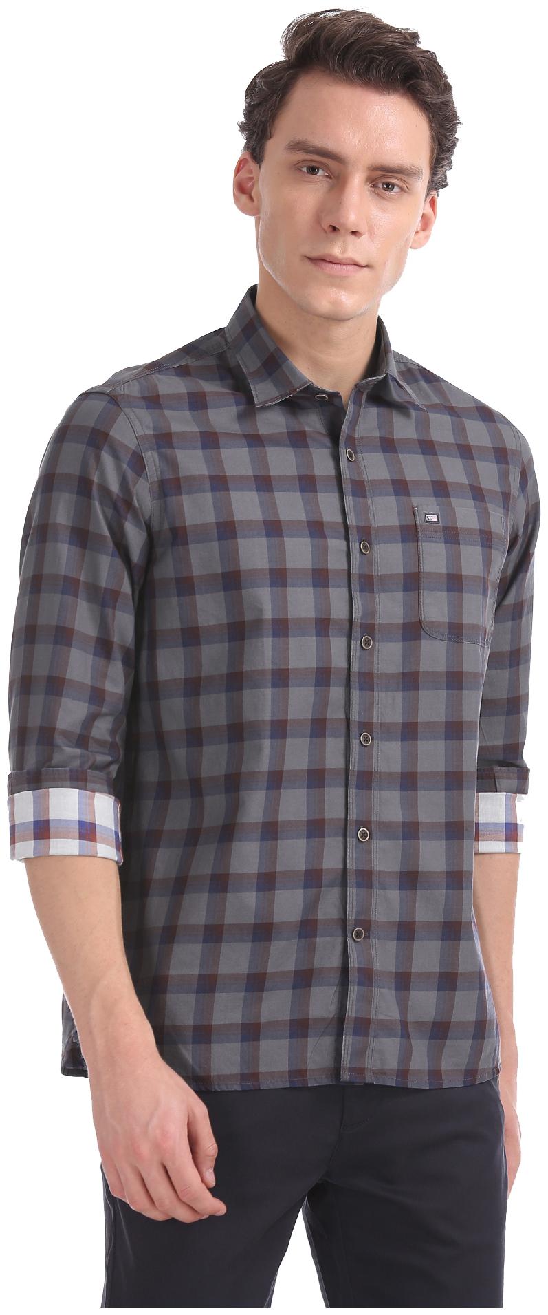

Arrow Men Grey Checked Slim Fit Casual Shirt