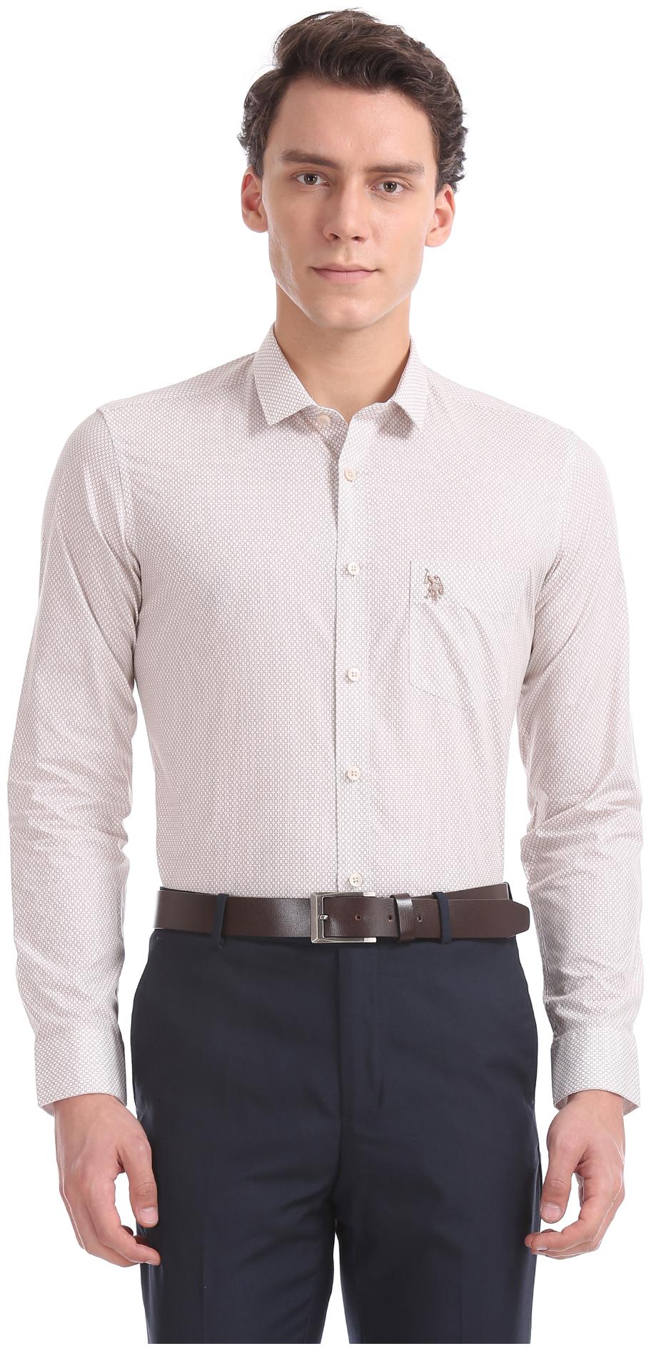 

U S Polo Assn Men Slim fit Formal Shirt - Beige
