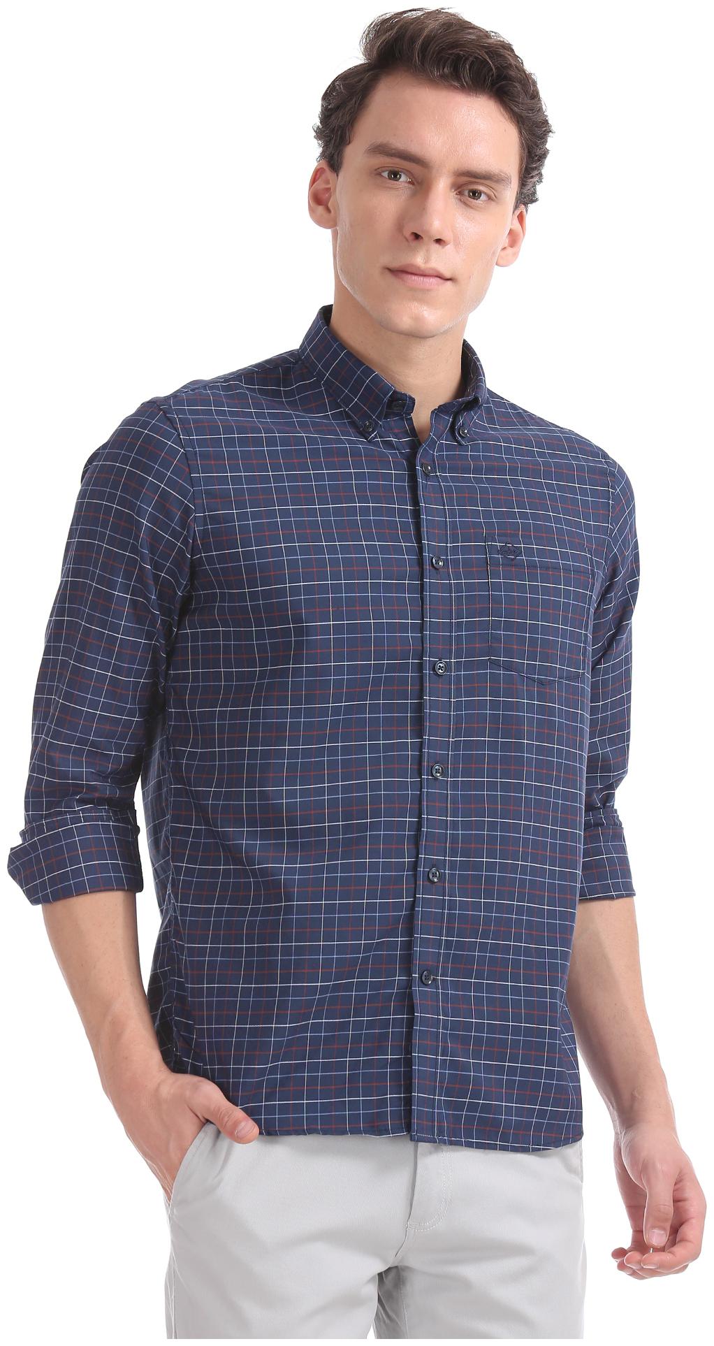 

Arrow Men Blue Checked Slim Fit Casual Shirt