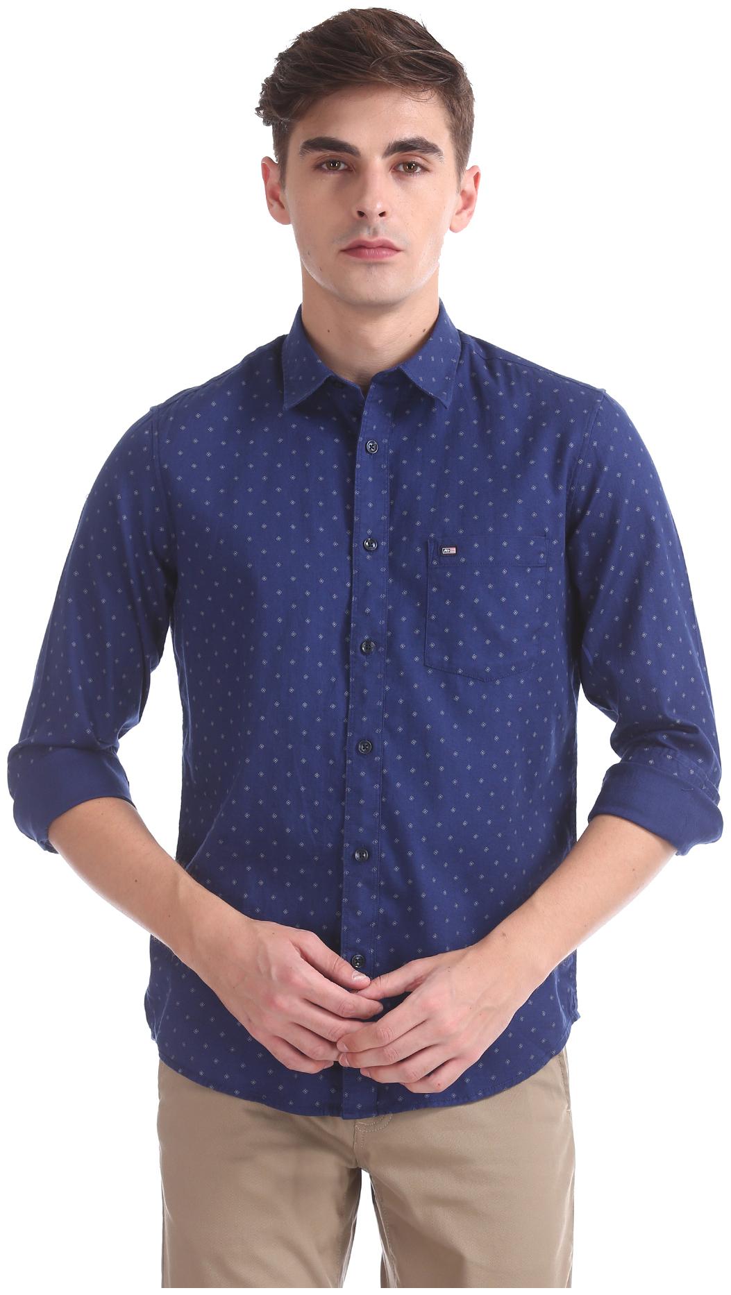

Arrow Men Blue Printed Slim Fit Casual Shirt