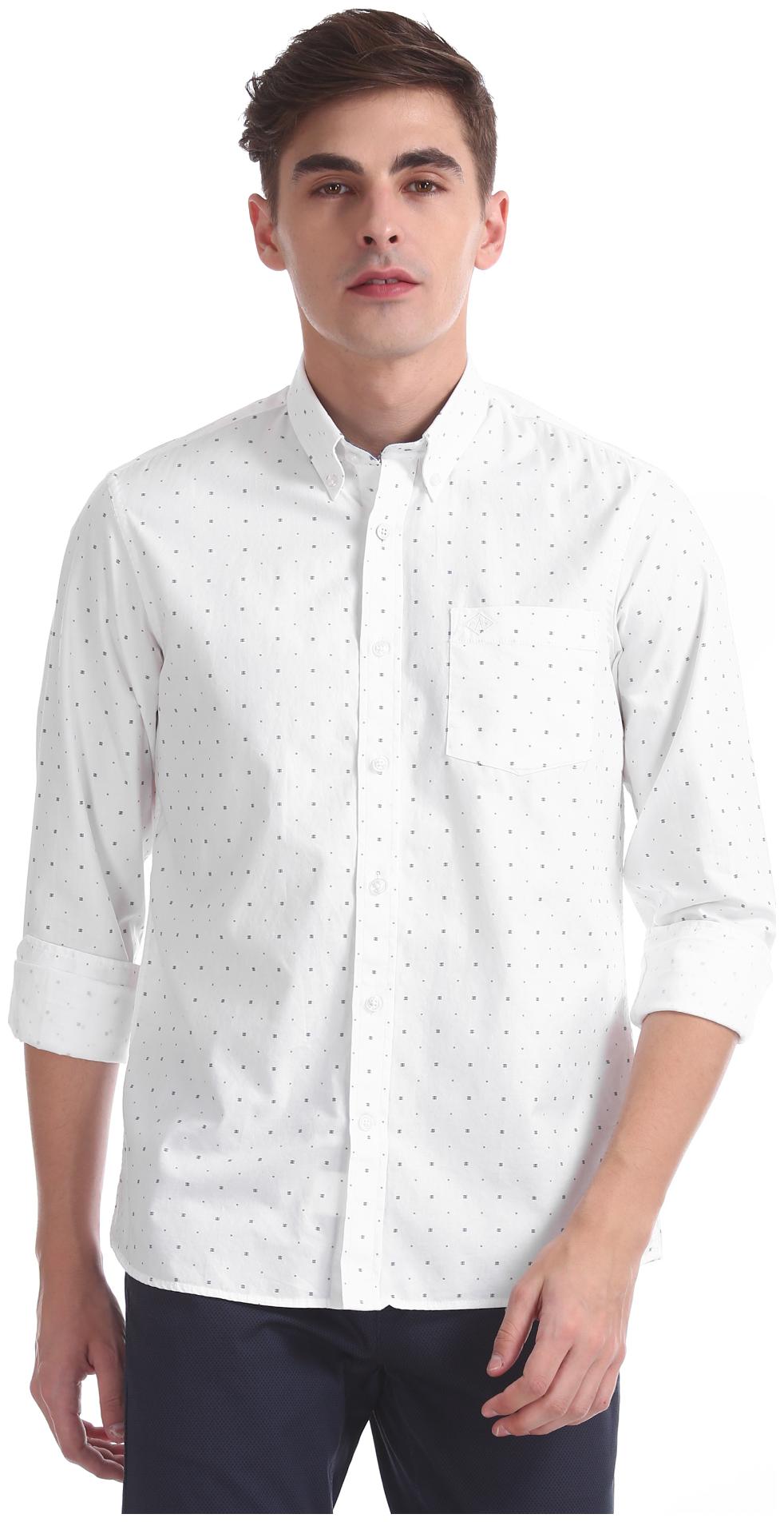 

Arrow Men White Printed Slim Fit Casual Shirt