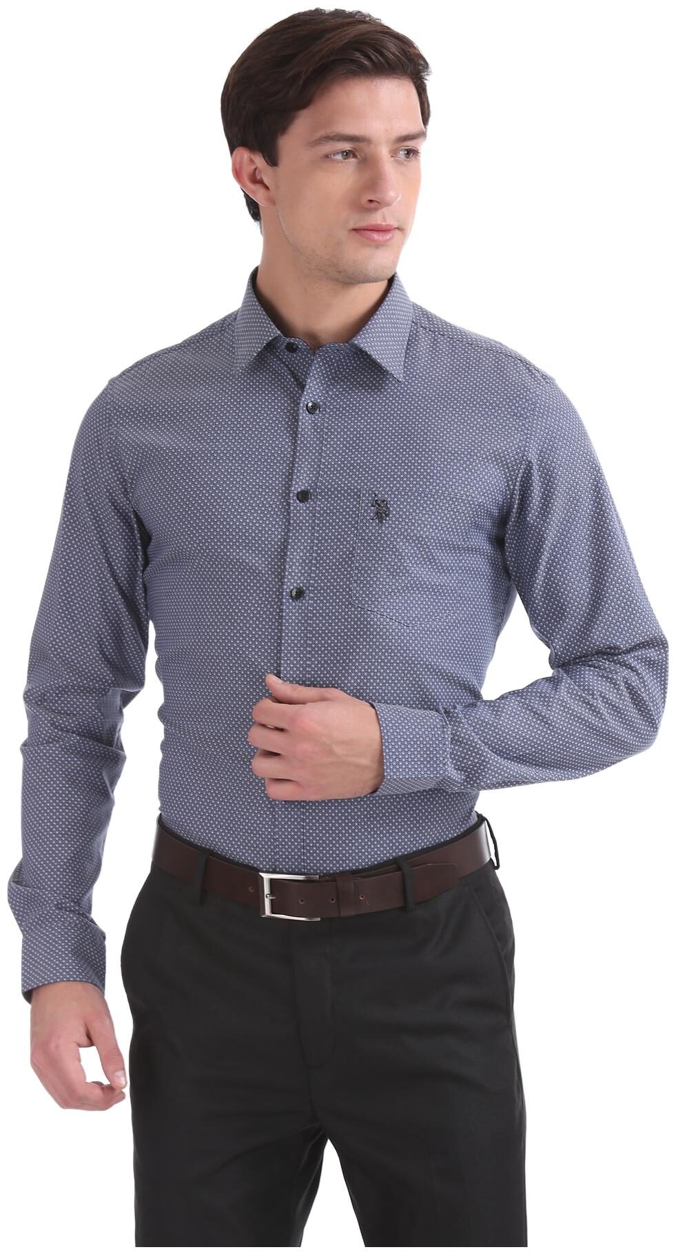 

U S Polo Assn Men Slim fit Formal Shirt - Grey