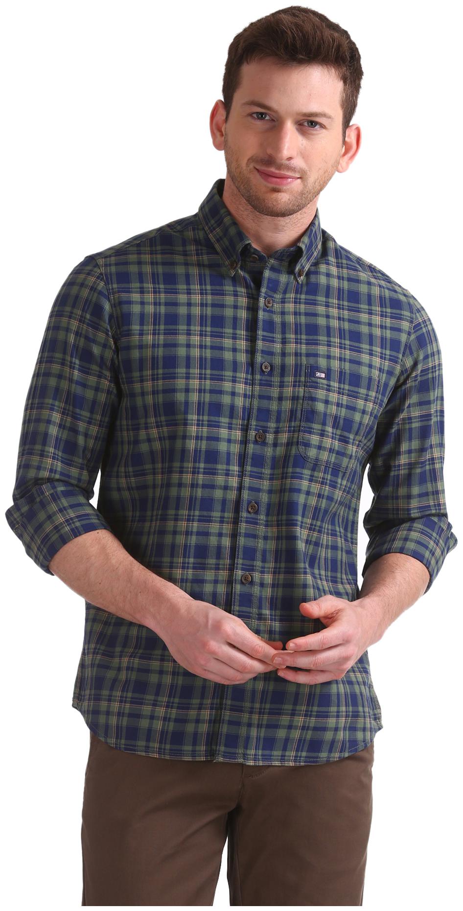 

Arrow Men Green Checked Slim Fit Casual Shirt