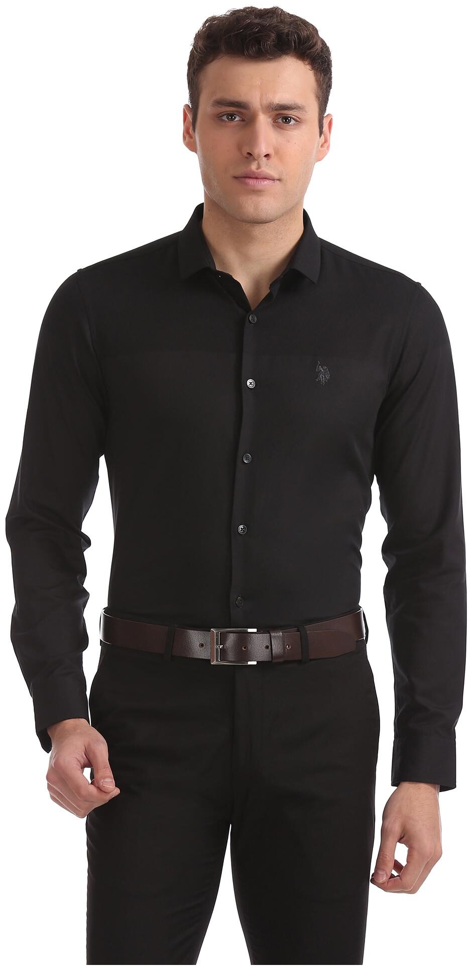 

U S Polo Assn Men Slim fit Formal Shirt - Black