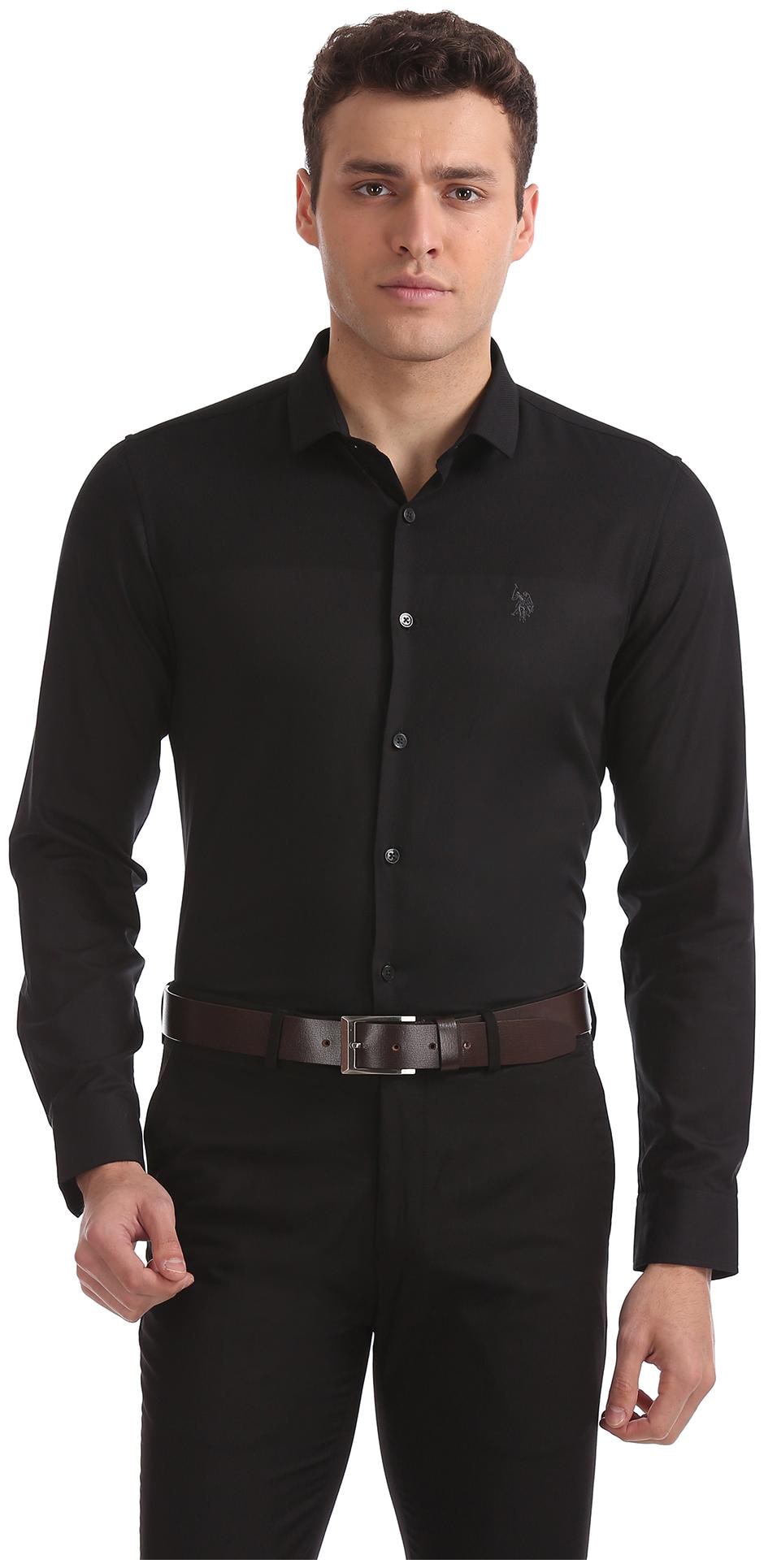 

U S Polo Assn Men Slim fit Formal Shirt - Black