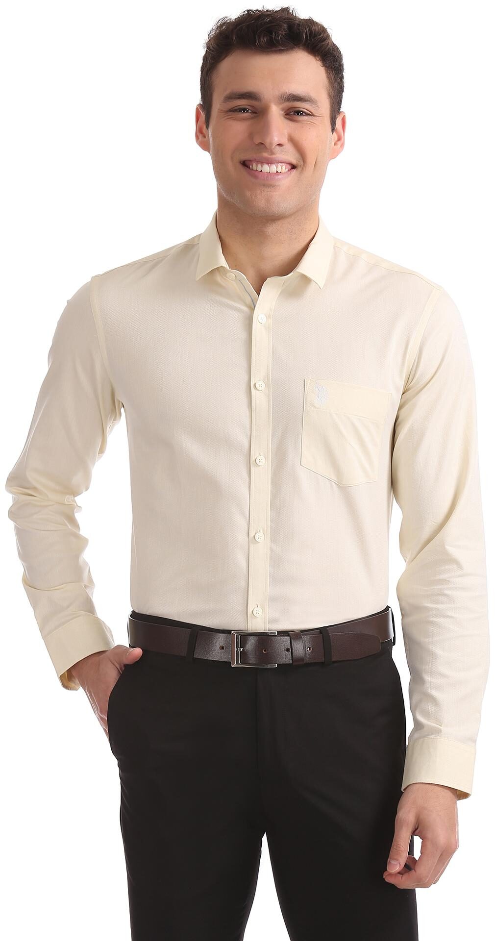 

U S Polo Assn Men Slim fit Formal Shirt - Yellow