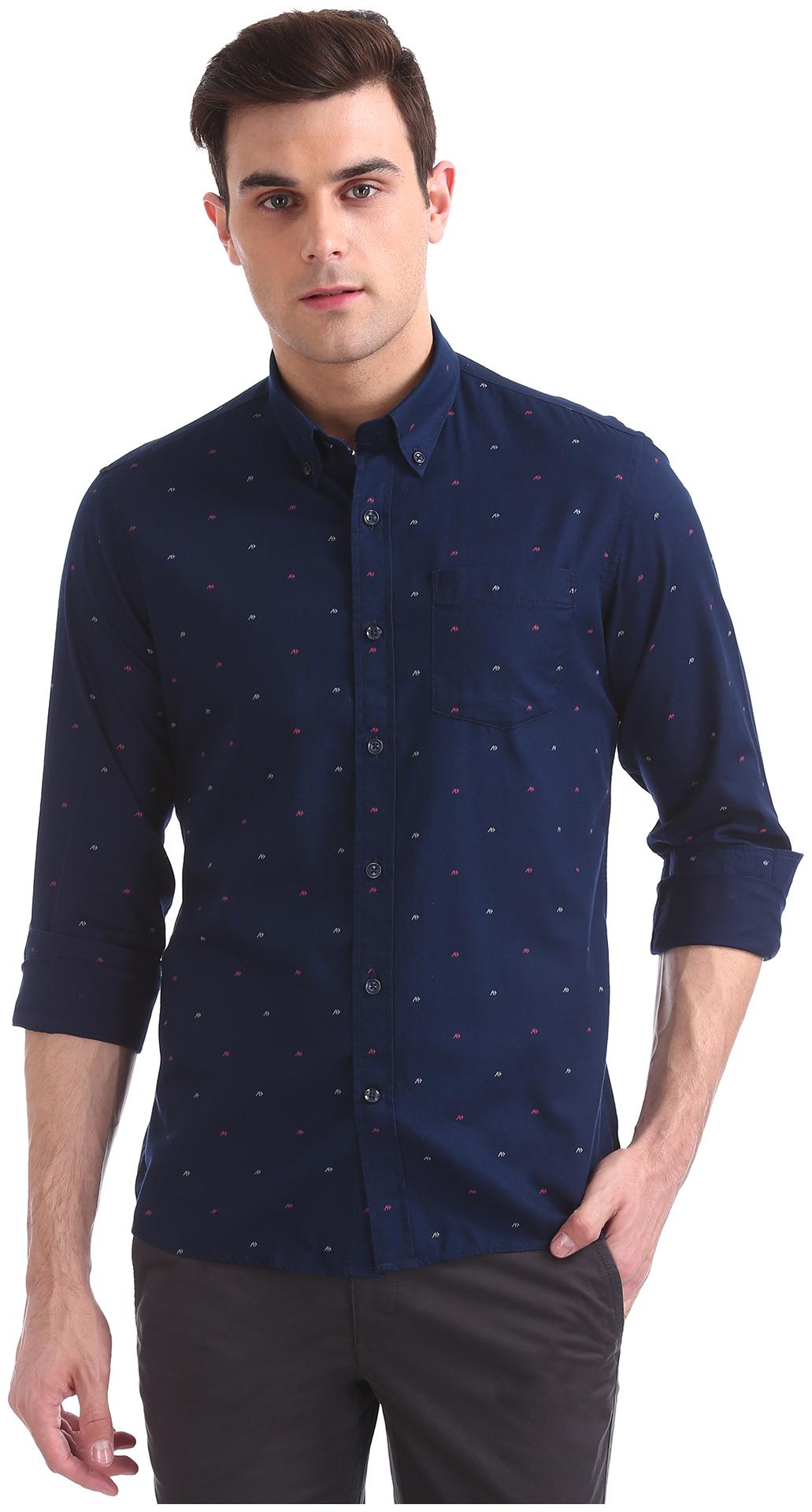 

Arrow Men Blue Printed Slim Fit Casual Shirt