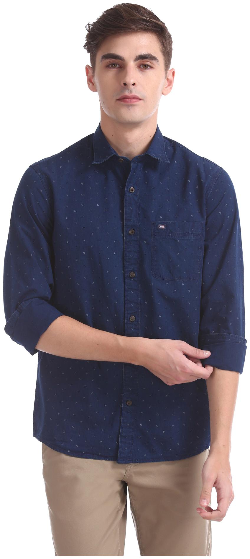 

Arrow Men Blue Printed Slim Fit Casual Shirt