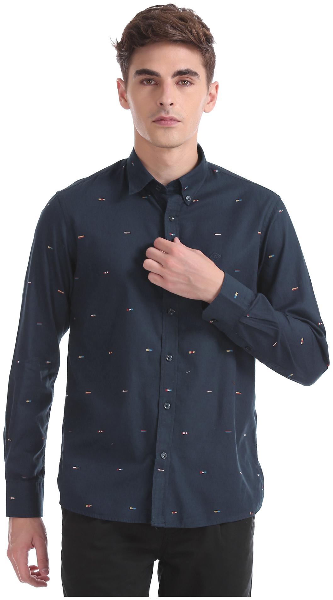 

Arrow Men Blue Printed Slim Fit Casual Shirt