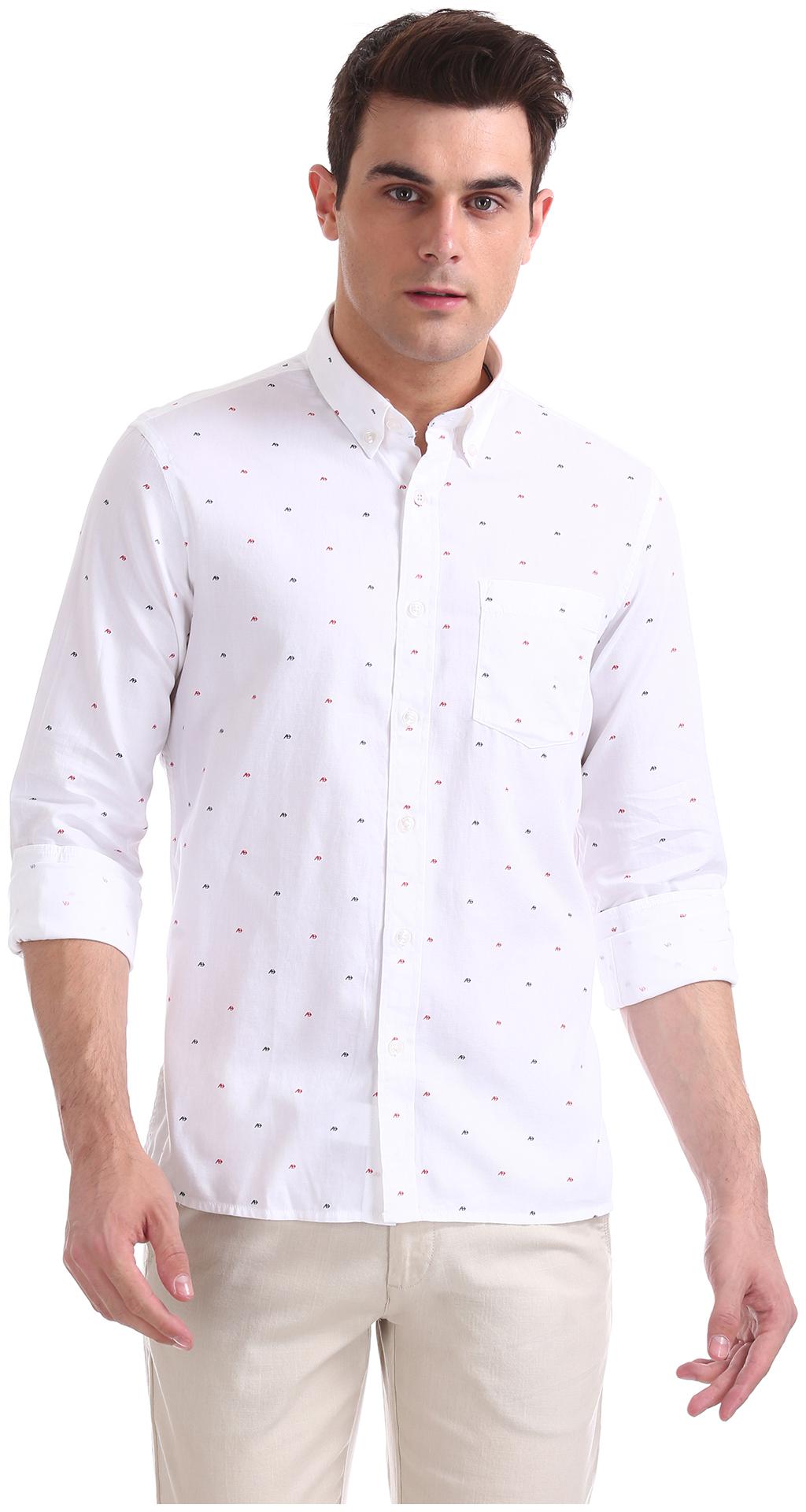

Arrow Men White Printed Slim Fit Casual Shirt