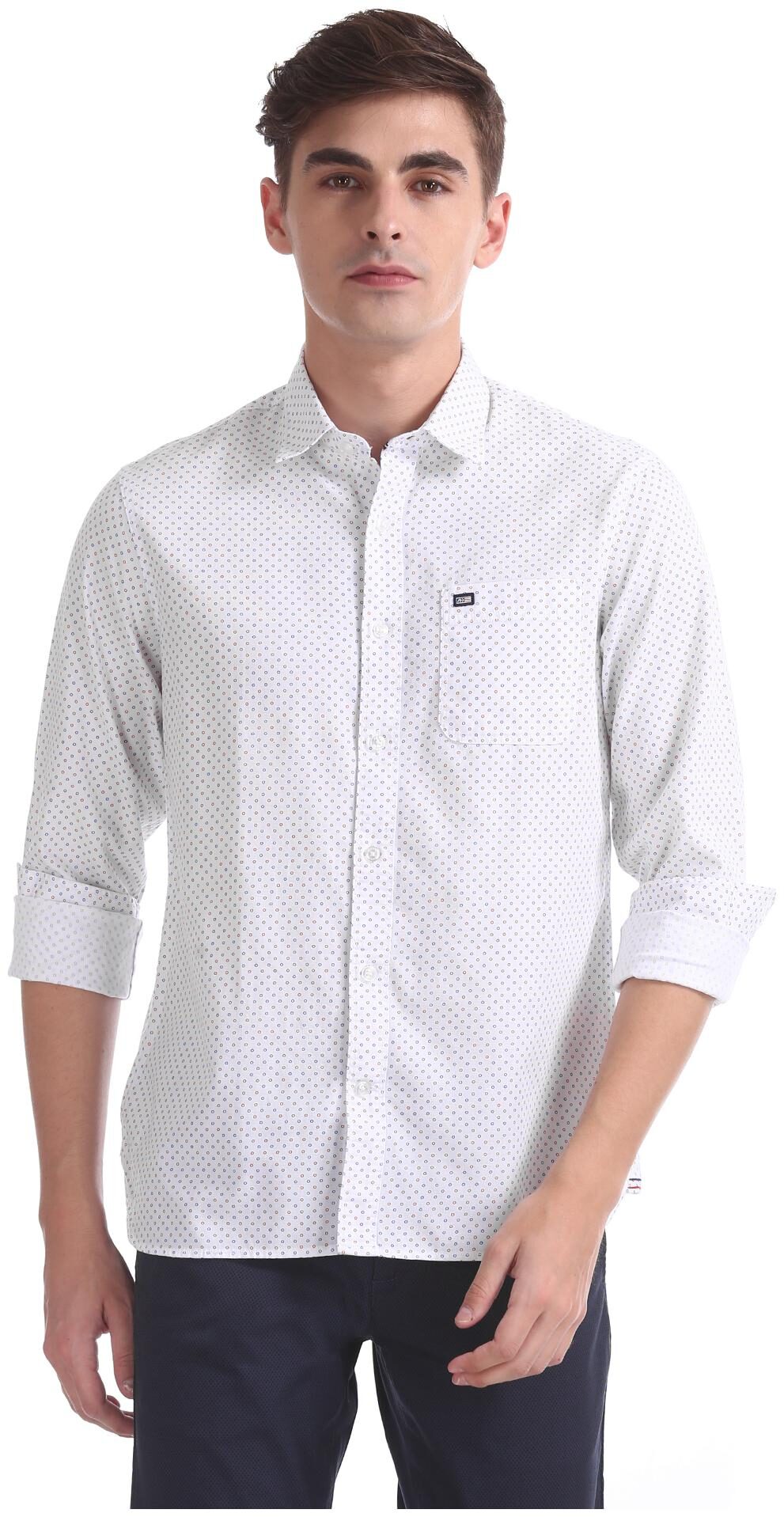 

Arrow Men White Printed Slim Fit Casual Shirt