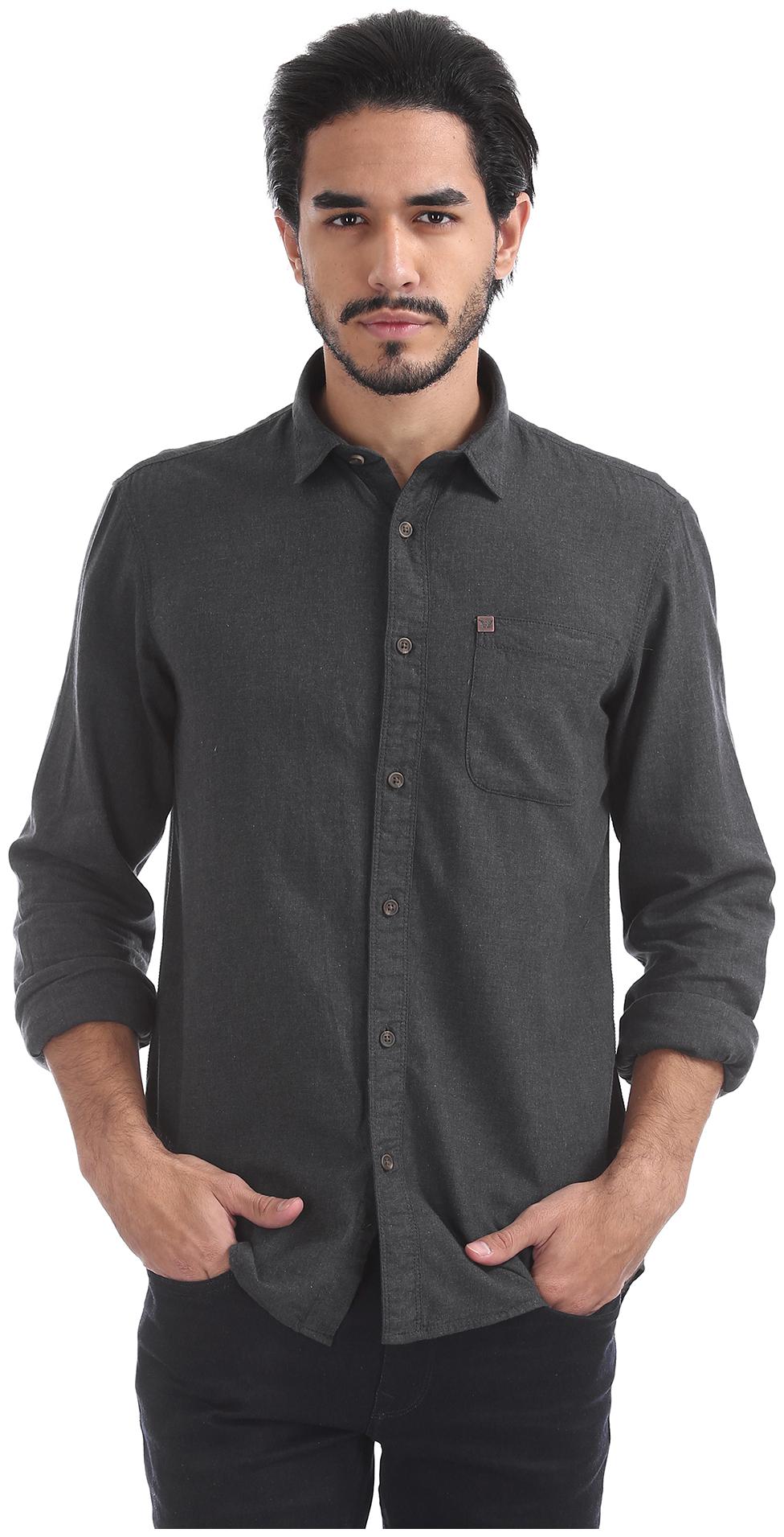 

Arrow Men Grey Solid Slim Fit Casual Shirt