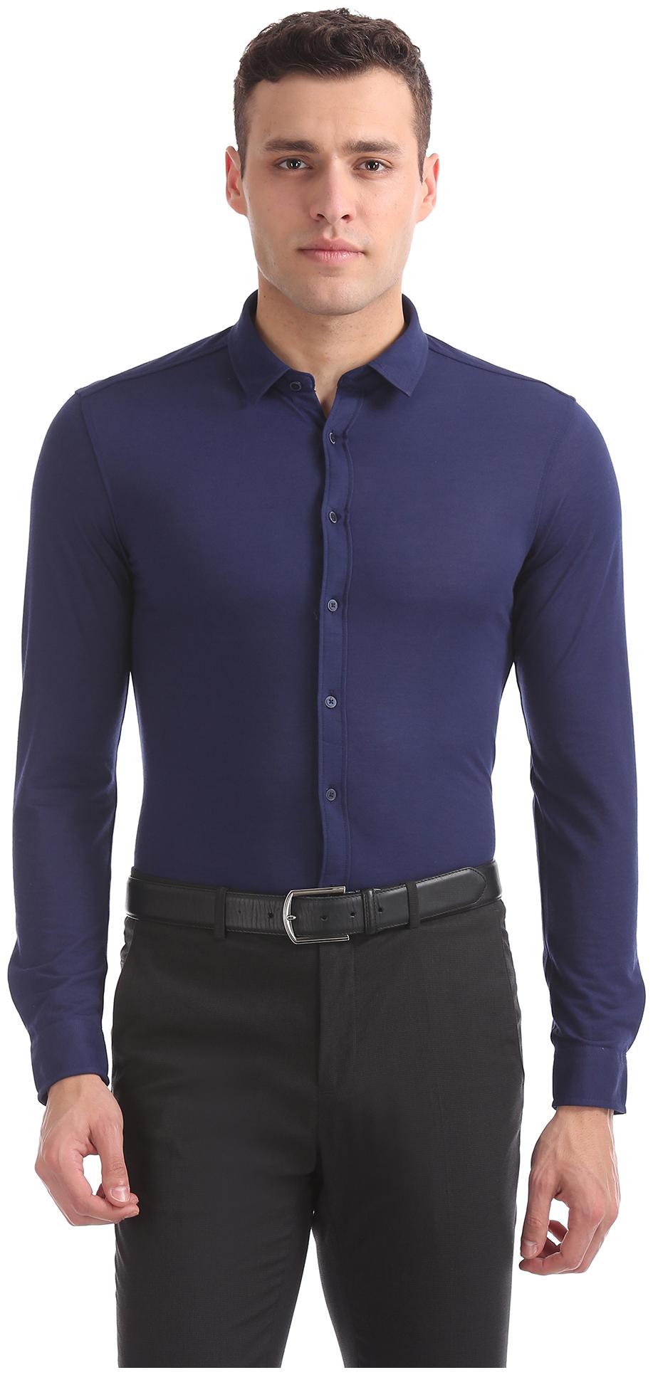 

Arrow Men Blue Solid Slim Fit Casual Shirt