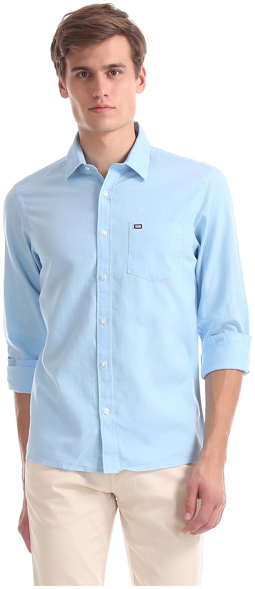 

Arrow Men Blue Solid Slim Fit Casual Shirt