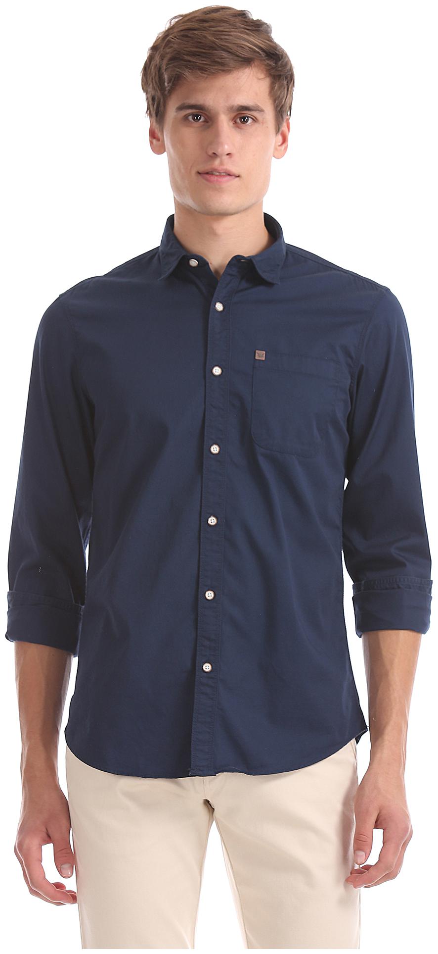 

Arrow Men Blue Solid Slim Fit Casual Shirt