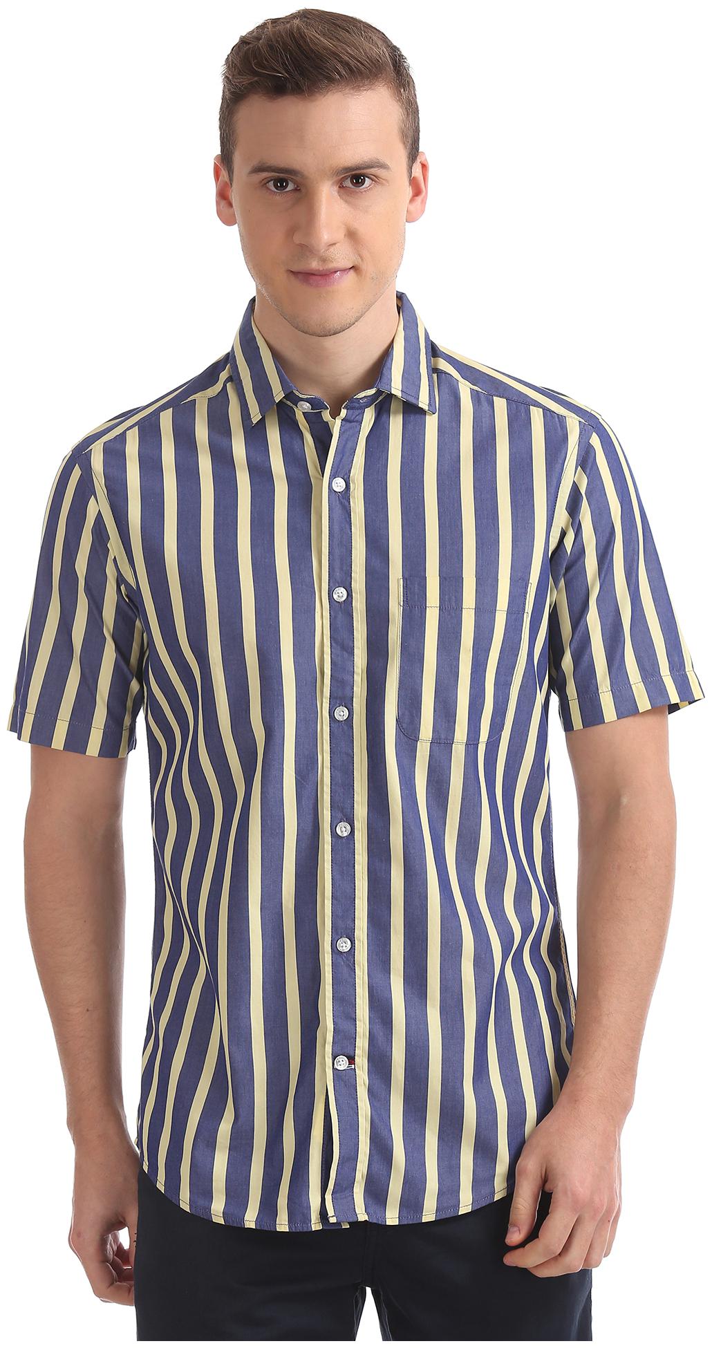 

Arrow Men Yellow Vertical Stripes Slim Fit Casual Shirt