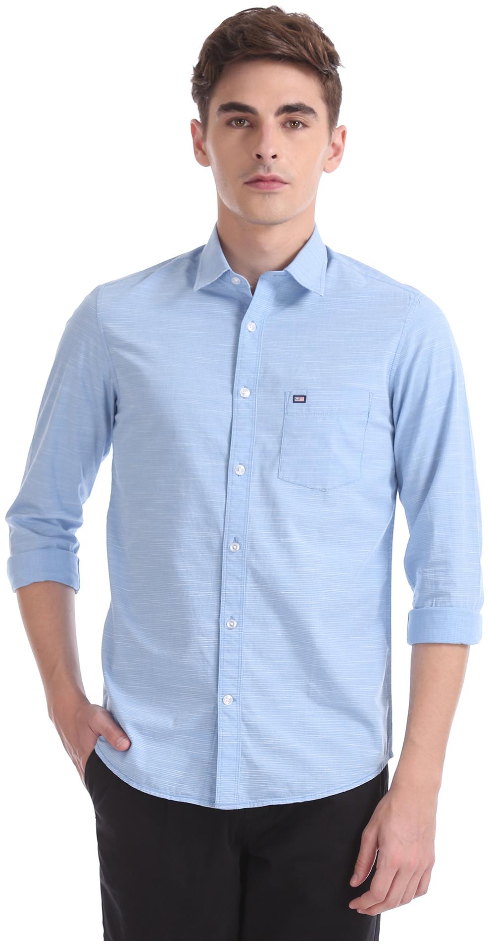

Arrow Men Blue Horizontal Stripes Slim Fit Casual Shirt