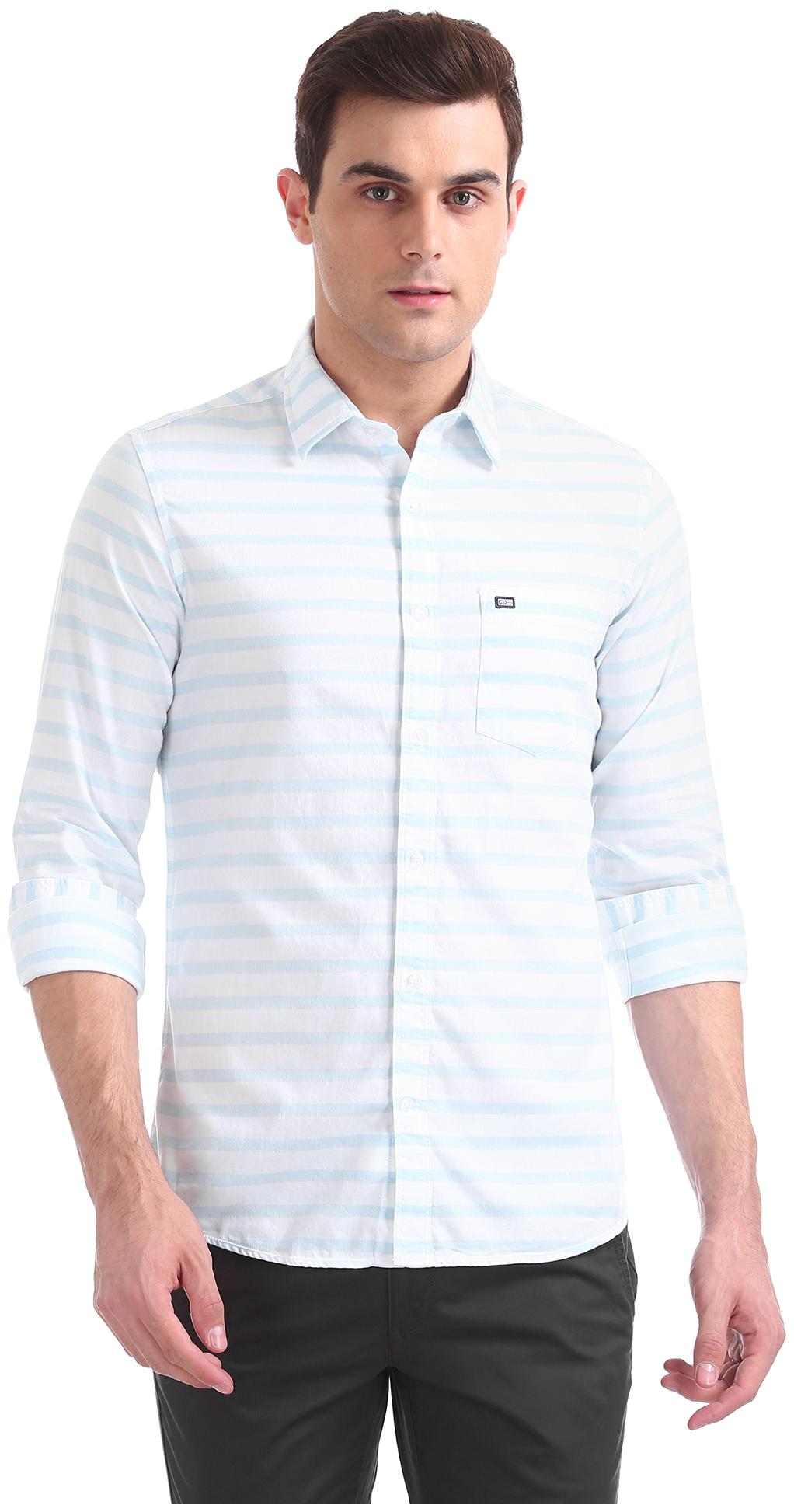 

Arrow Men Blue Horizontal Stripes Regular Fit Casual Shirt