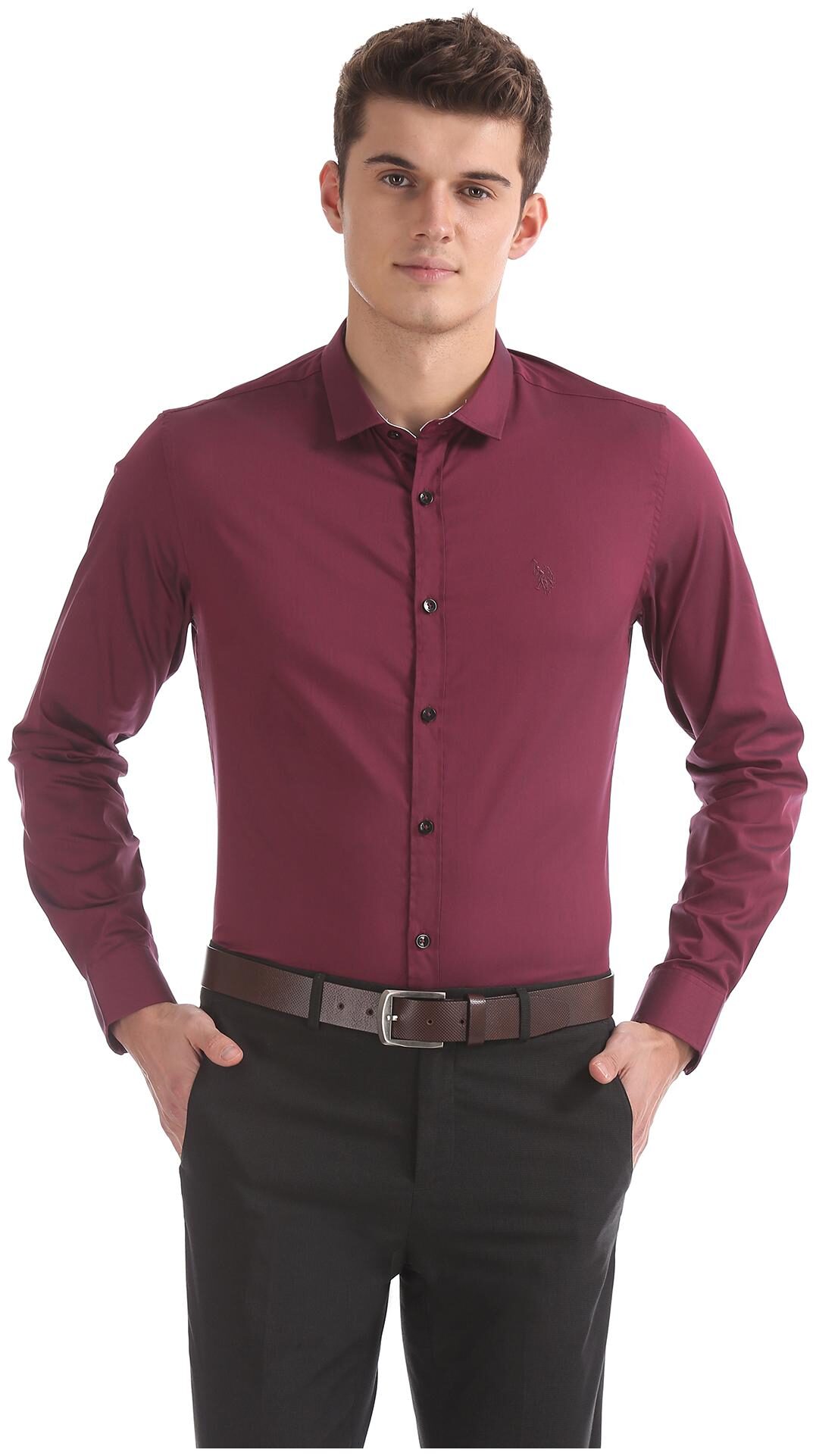 

U S Polo Assn Men Slim fit Formal Shirt - Red