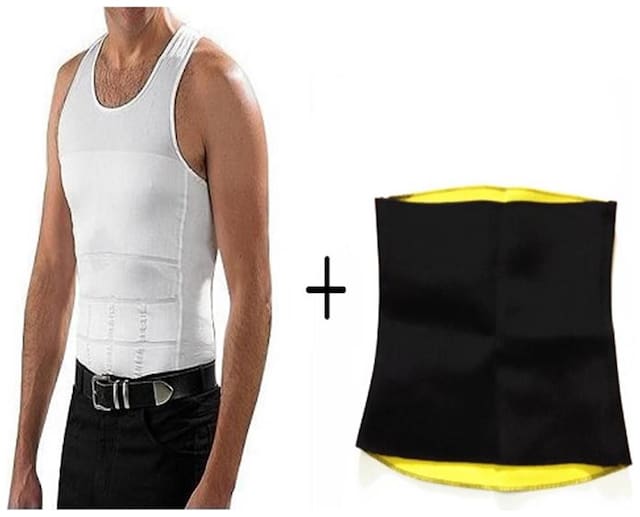 SLIM N LIFT MEN VEST WITH HOTSHAPER BELT BODY SHAPER TUMMY TRIMMER TUCKER MEN'S SHAPEWEAR UNDERSHIRT MEN'S SHAPEWEAR
