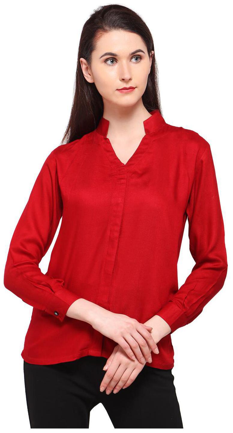 

Smarty Pants Women Red Solid Slim Fit Shirt