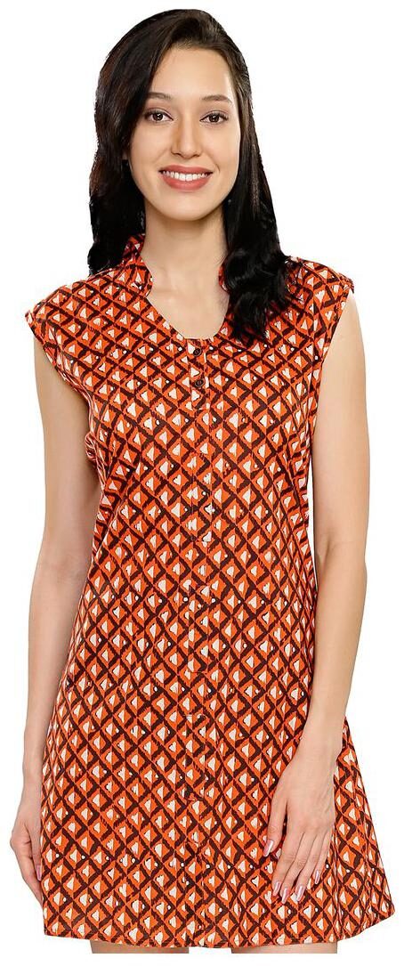 

Smarty Pants Women s Orange Printed Casual Dress (D-4)