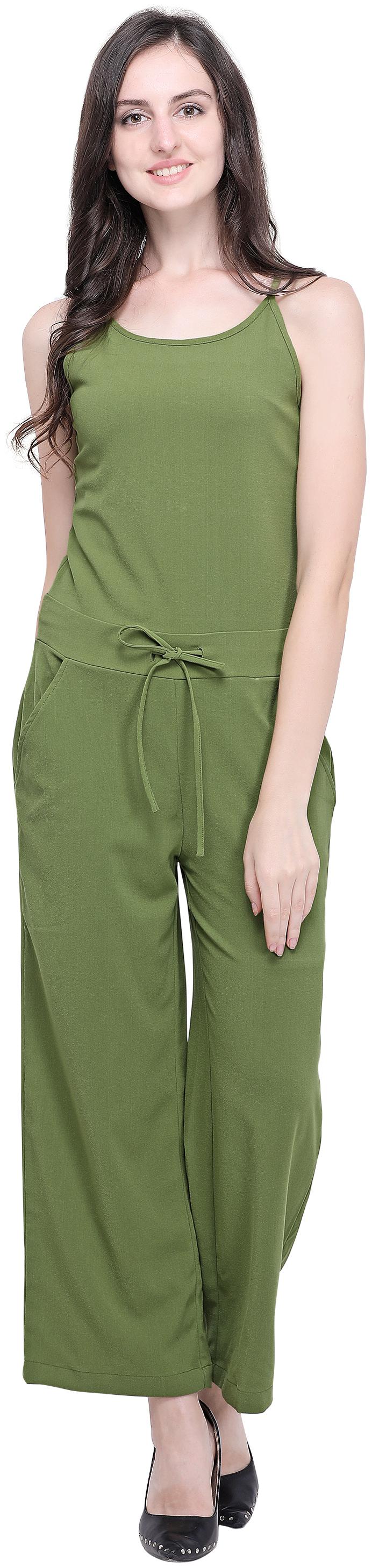 

Smarty Pants Solid Jumpsuit - Green